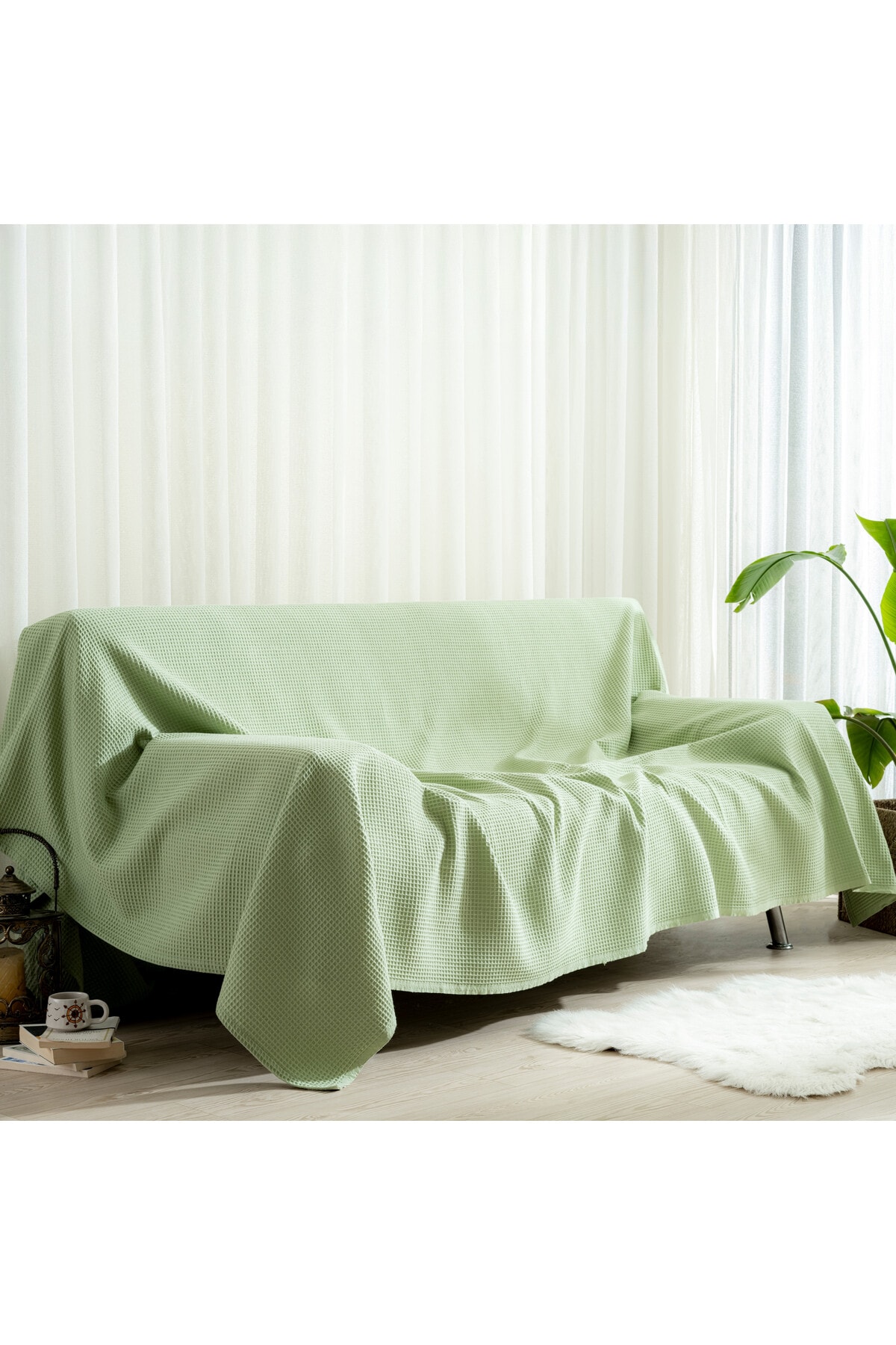 Pike Yatak Örtüsü Çift Kişilik Waffle - %100 Pamuk Hafif 4 Mevsim Havadar Yüksek Kaliteli Pikeler