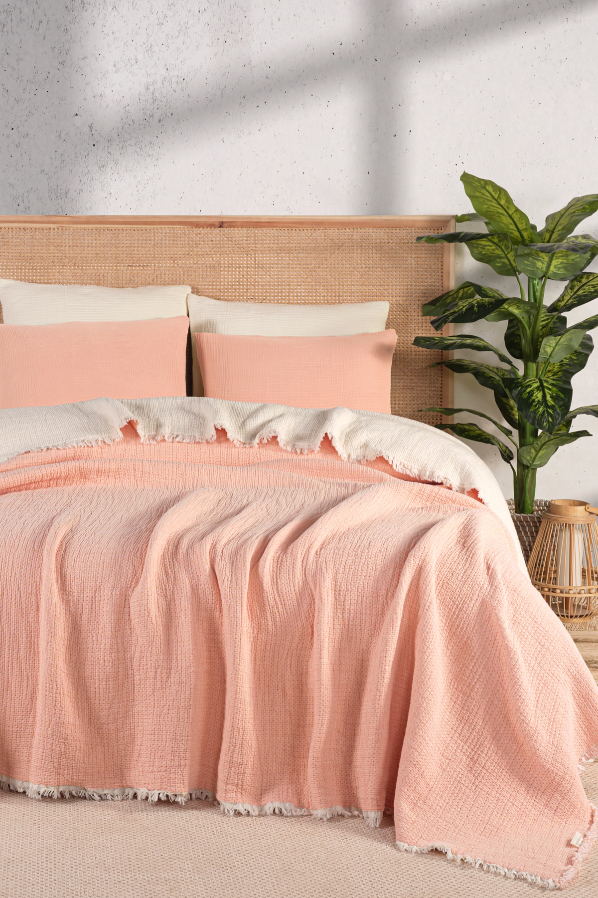 Müslin Kosha Serisi Hybrid Uyku Ürünleri Kahverengi Yorgan 240x260cm - turuncu