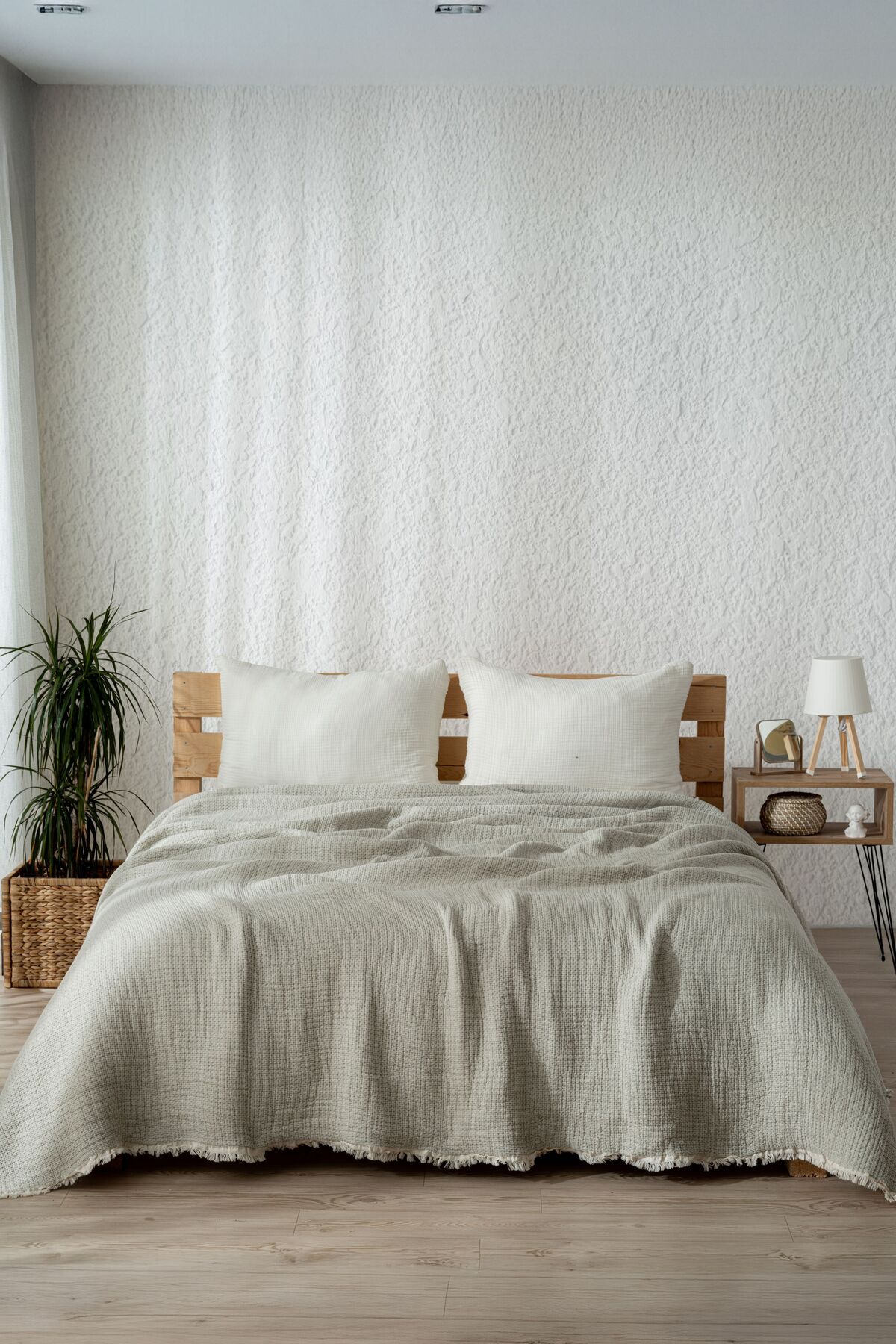 Premium Müslin Yorgan 240x260 cm 100% Pamuk, Türkiye Üretimi, Hafif ve Nefes Alabilen - açık yeşil