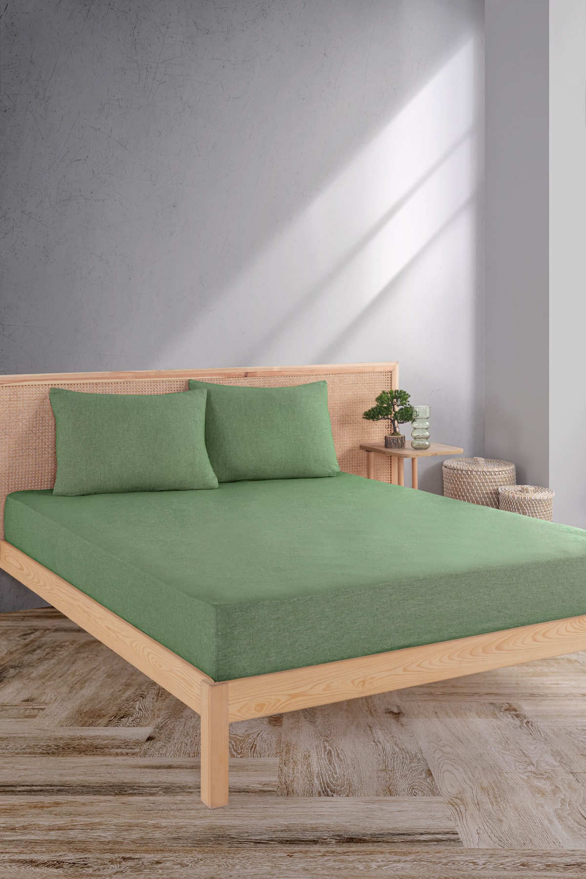 Mylasahome Fitted Çift Kişilik Premium Çarşaf Seti %100pamuk - yeşil