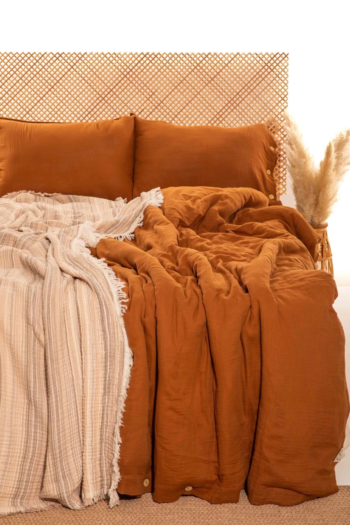 Cloudy Mood Kahverengi Müslin Nevresim Takımı Tek Kişilik