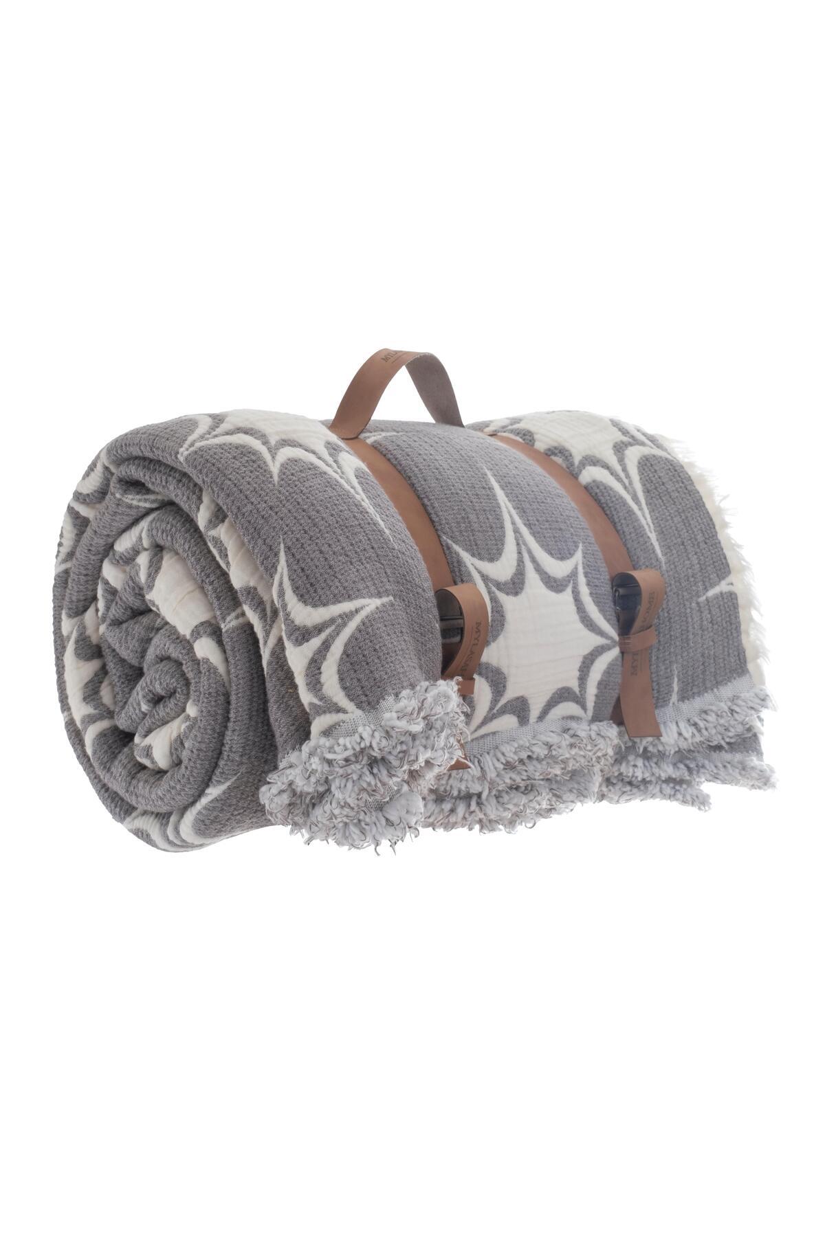 Müslin Kosha Serisi Jakarlı Hybrid Çift Kişilik Yorgan Antrasit 220x240cm