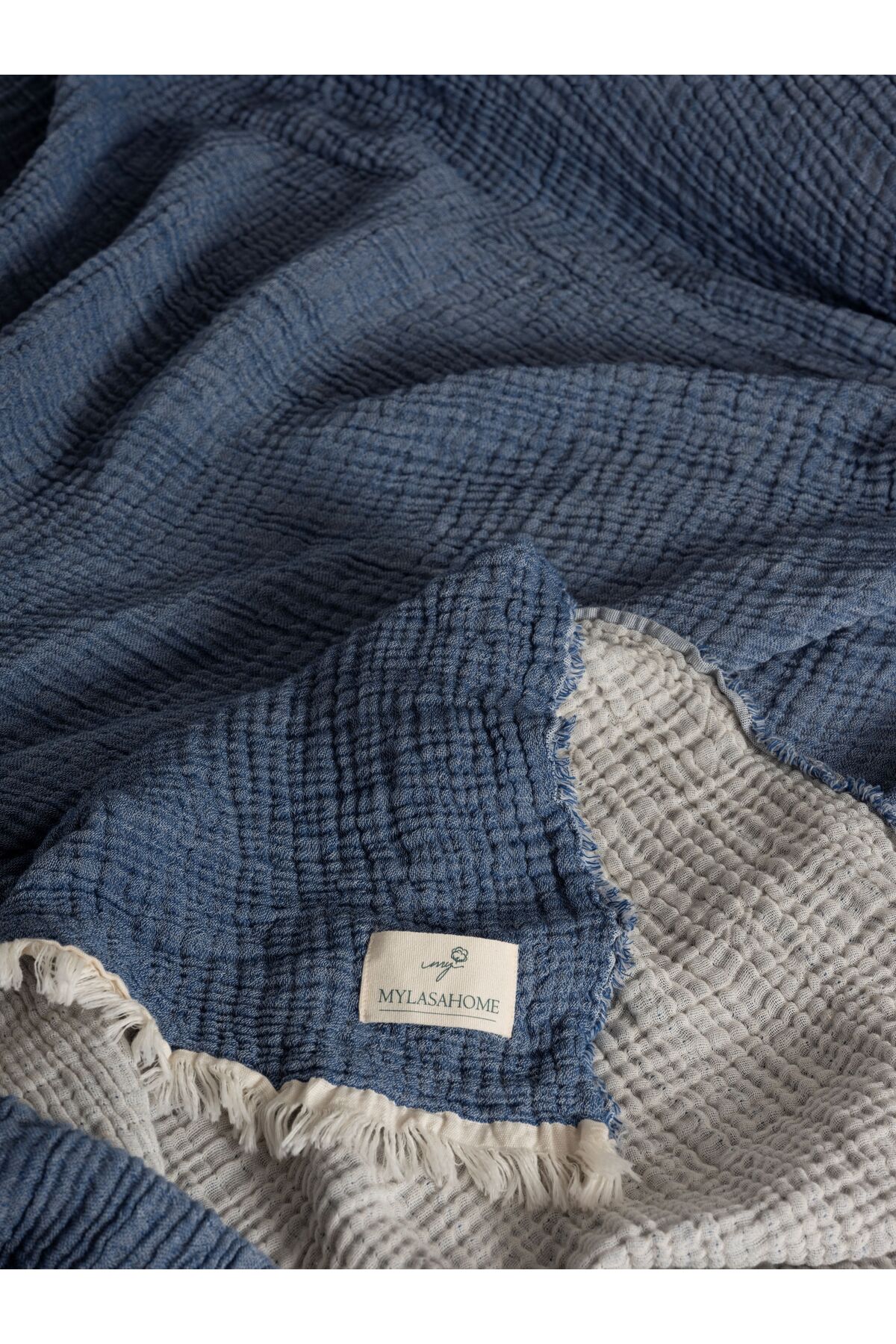 4 Katlı Müslin Yatak Örtüsü Tek Kişilik 160x220cm, Double Face Planets