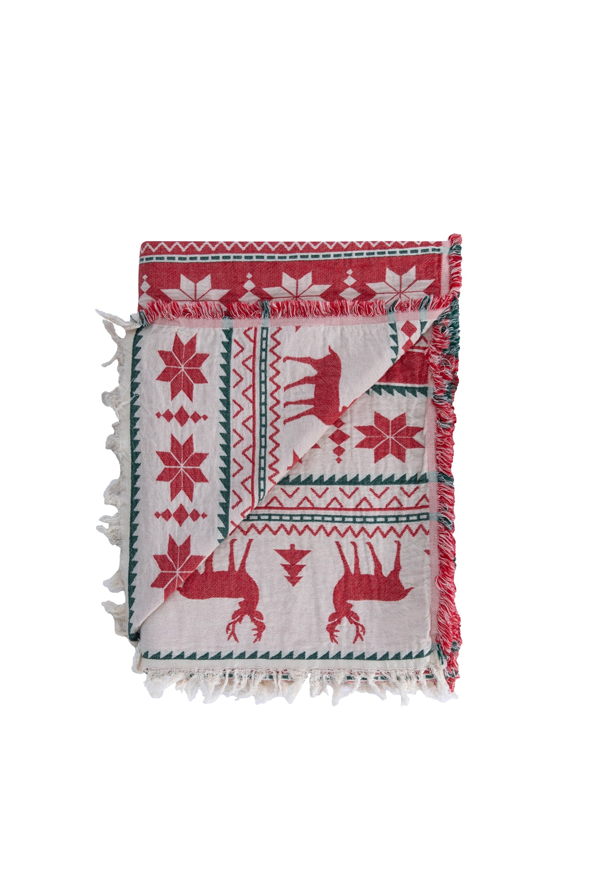 Mylasahome %100 Pamuk Yılbaşı Desenli Çok Amaçlı Koltuk Şalı 130 X 170 (KIRLENTSİZ)