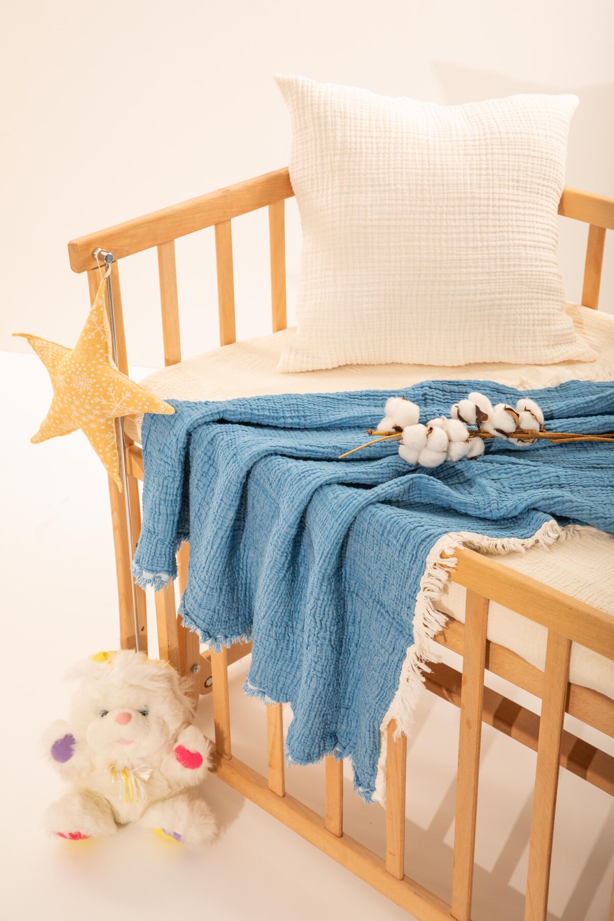 %100 Doğal Pamuk Müslin Bebek Battaniyesi 100x120cm