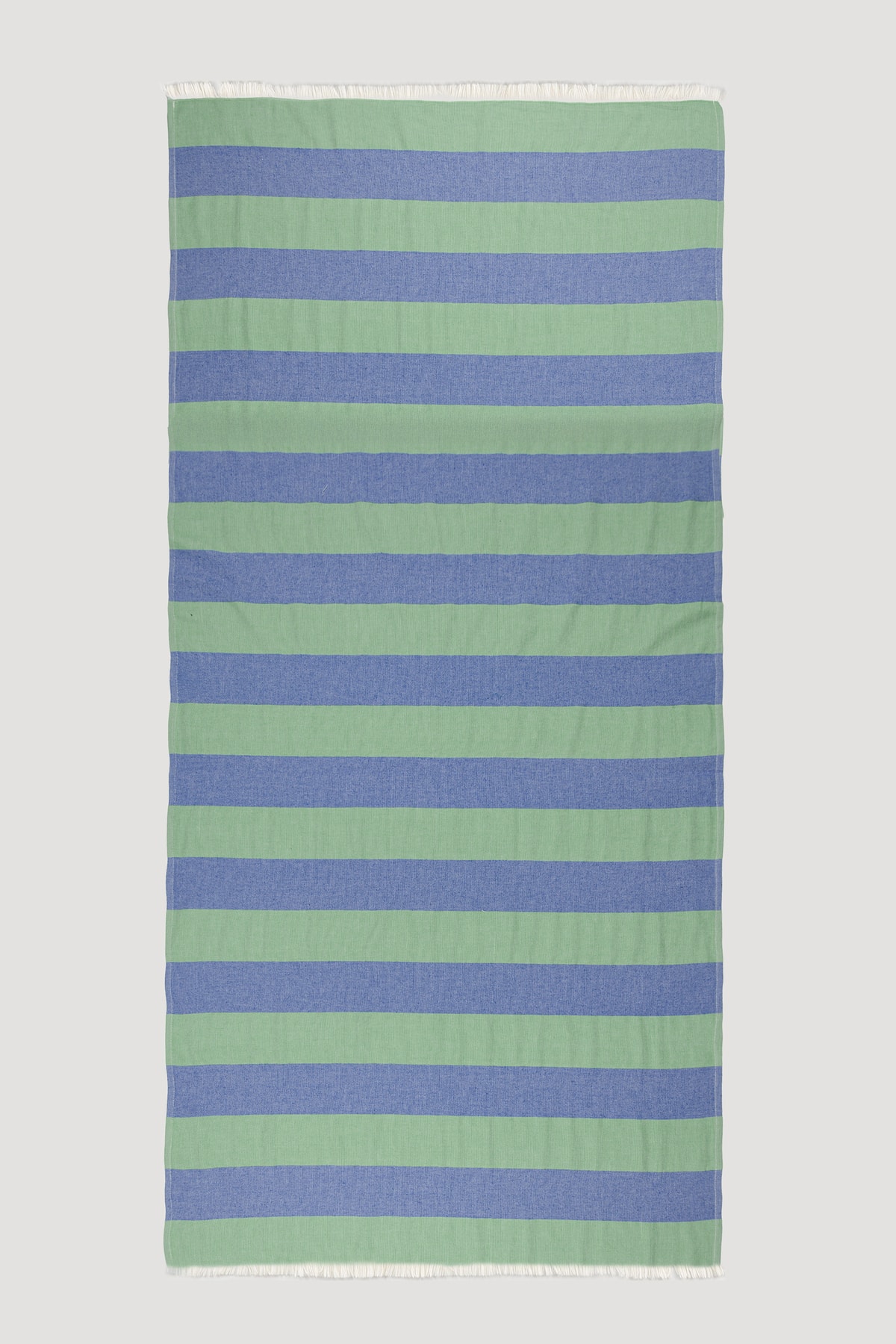 Riva Kalın Çizgili Akdeniz Esintili Lüks Pamuklu Peştemal 80X165 - mavi-yeşil
