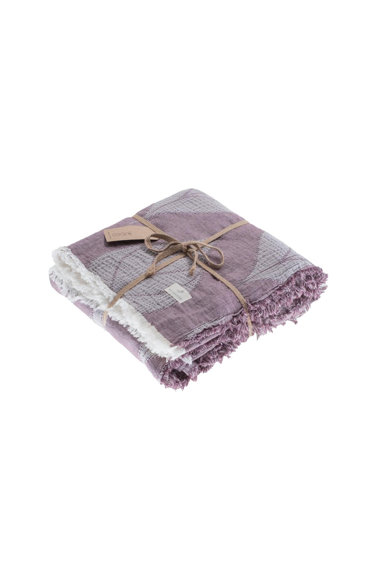 Müslin 4 Katlı Büyük Yaprak Desenli (JAKARLI) Çift Kişilik Yatak Örtüsü-yazlık Pike 240x260cm