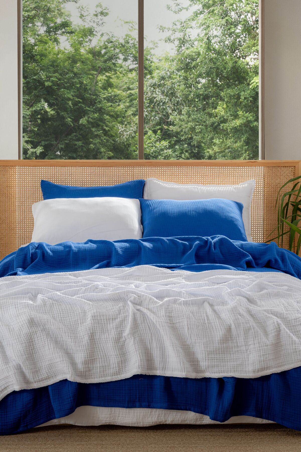 Müslin Yatak Örtüsü Ultra Yumuşak Yüksek Kaliteli 4 Kat Muslin Pike (Tek Kişilik (240x240 cm)