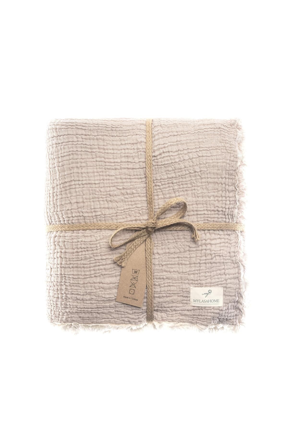 4 Katlı Müslin Double Face Organik Pamuk Çift Kişilik Yatak Örtüsü