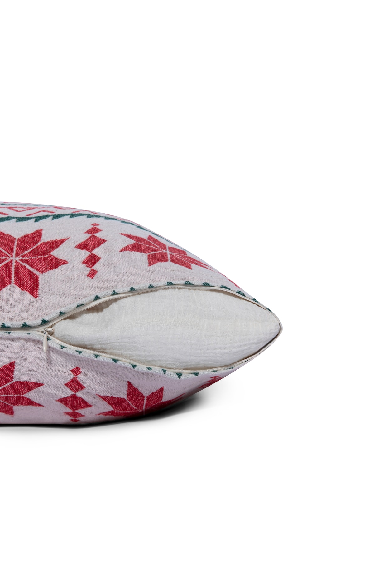 MylasaHome %100 Pamuk Yılbaşı Beyaz Kırlent Fermuarlı 45x45cm