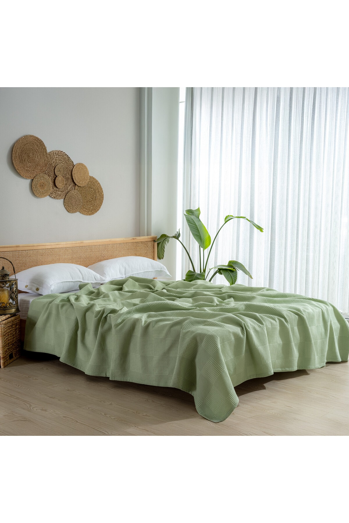 Waffle Pike Yatak Örtüsü Tek Kişilik - %100 Pamuk Hafif 4 Mevsim Kullanım Yüksek Kaliteli Pikeler