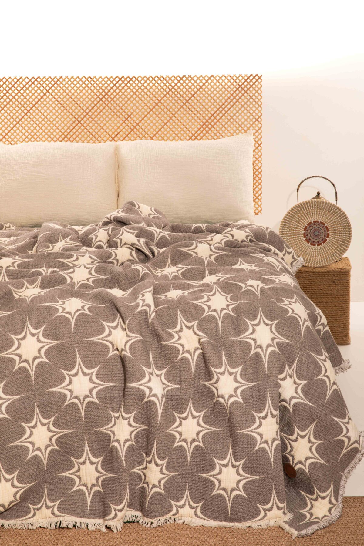 Müslin Kosha Serisi Jakarlı Hybrid Çift Kişilik Yorgan Antrasit 220x240cm