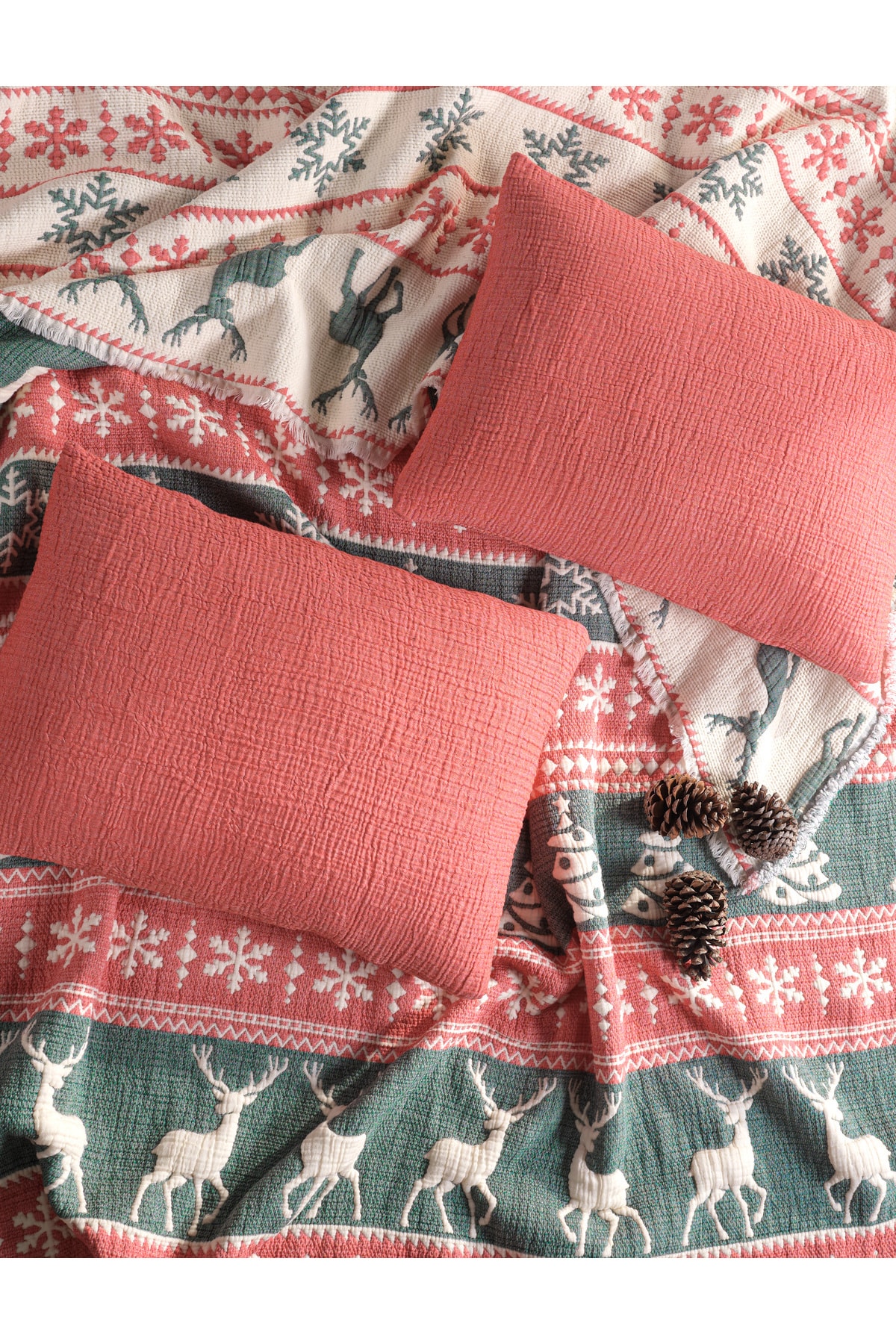 Yılbaşı  Desenli Müslin Kosha Serisi Hybrid Uyku Ürünleri Yorgan 240x260