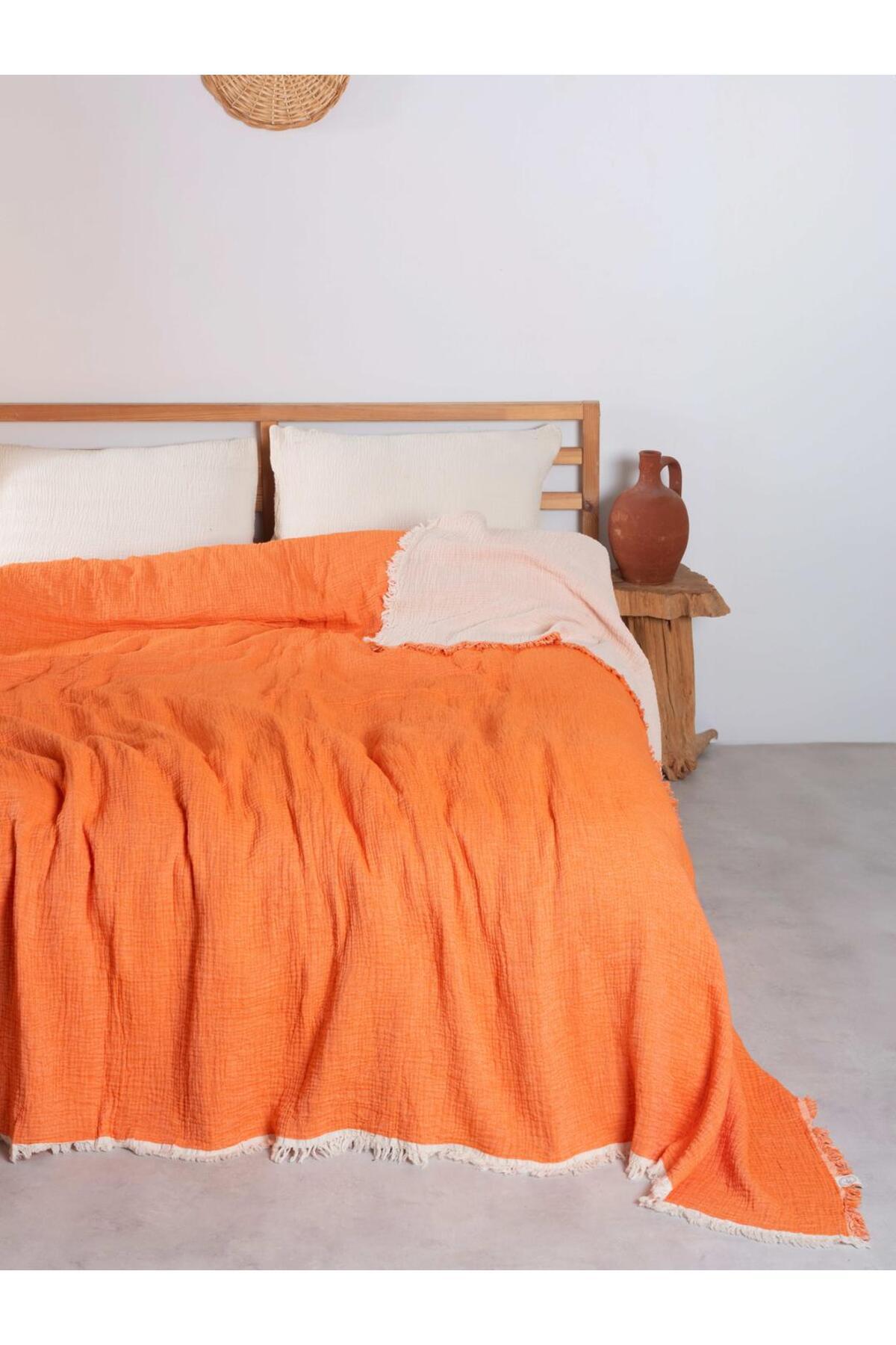 Double Face 4 Katlı Müslin Yatak Örtüsü Tek Kişilik 160x220cm