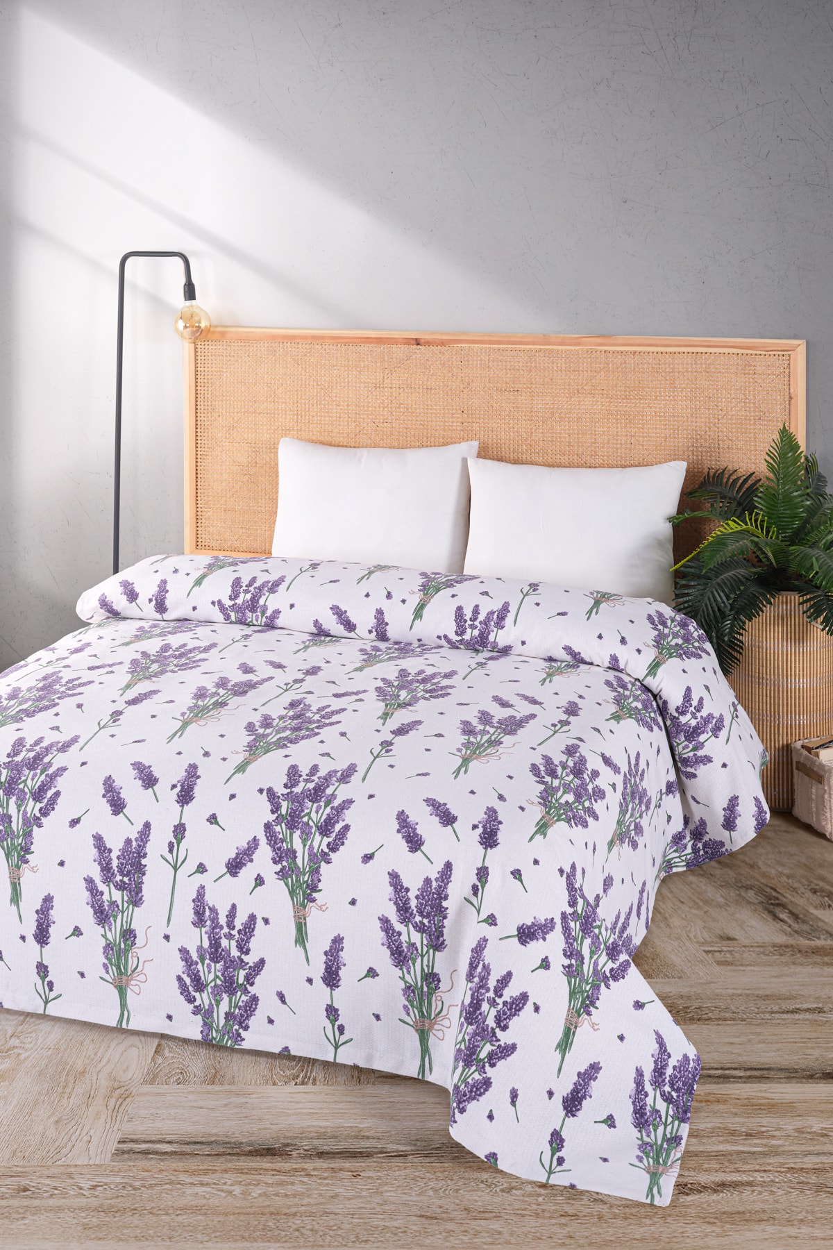 Tek Kişilik Pamuklu Yatak Örtüsü - Baskılı Pike 150x220 Cm-lila - li̇la