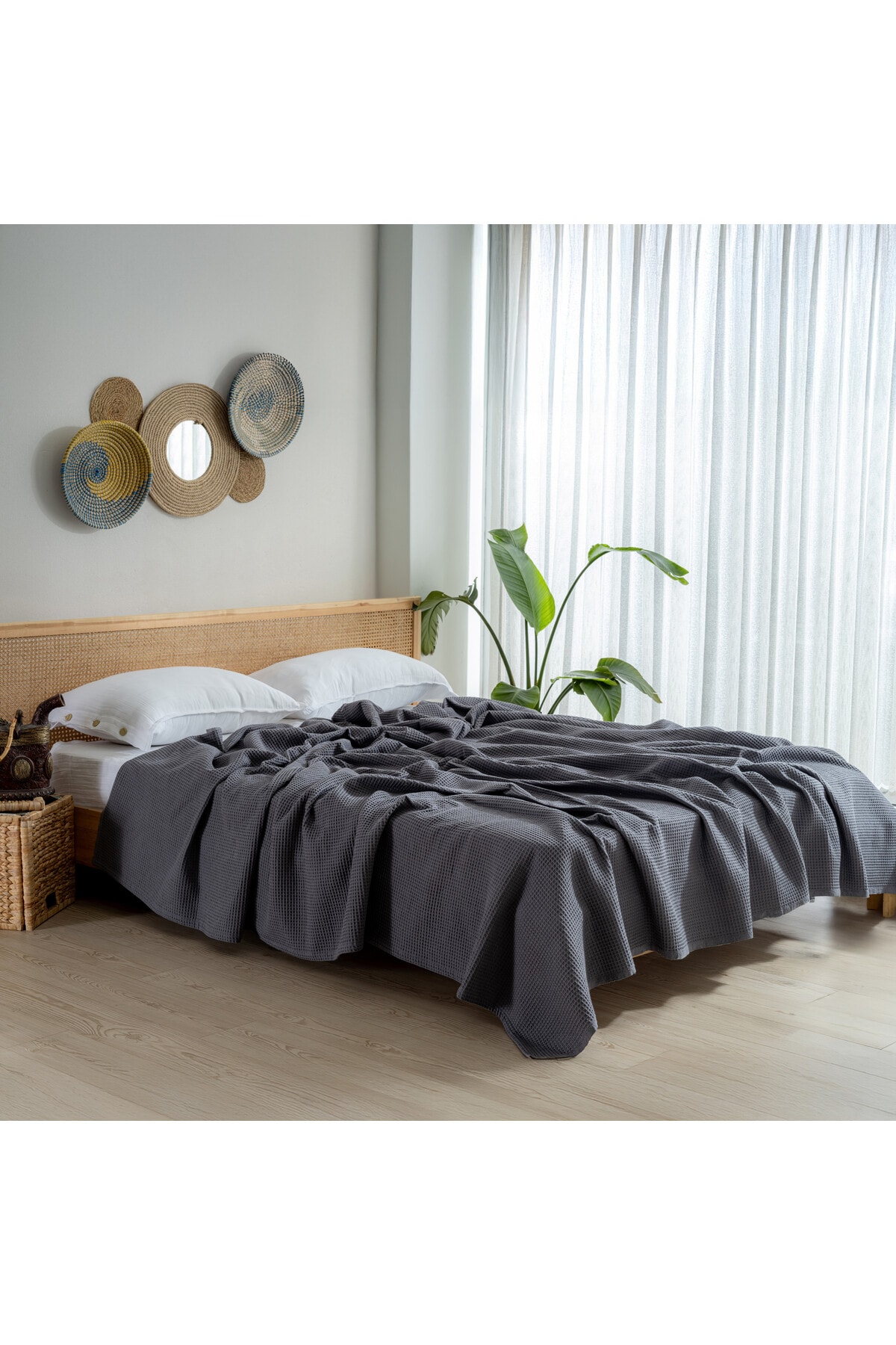 Pike Yatak Örtüsü Tek Kişilik Waffle - %100 Pamuk Hafif 4 Mevsim Havadar Yüksek Kaliteli Pikeler