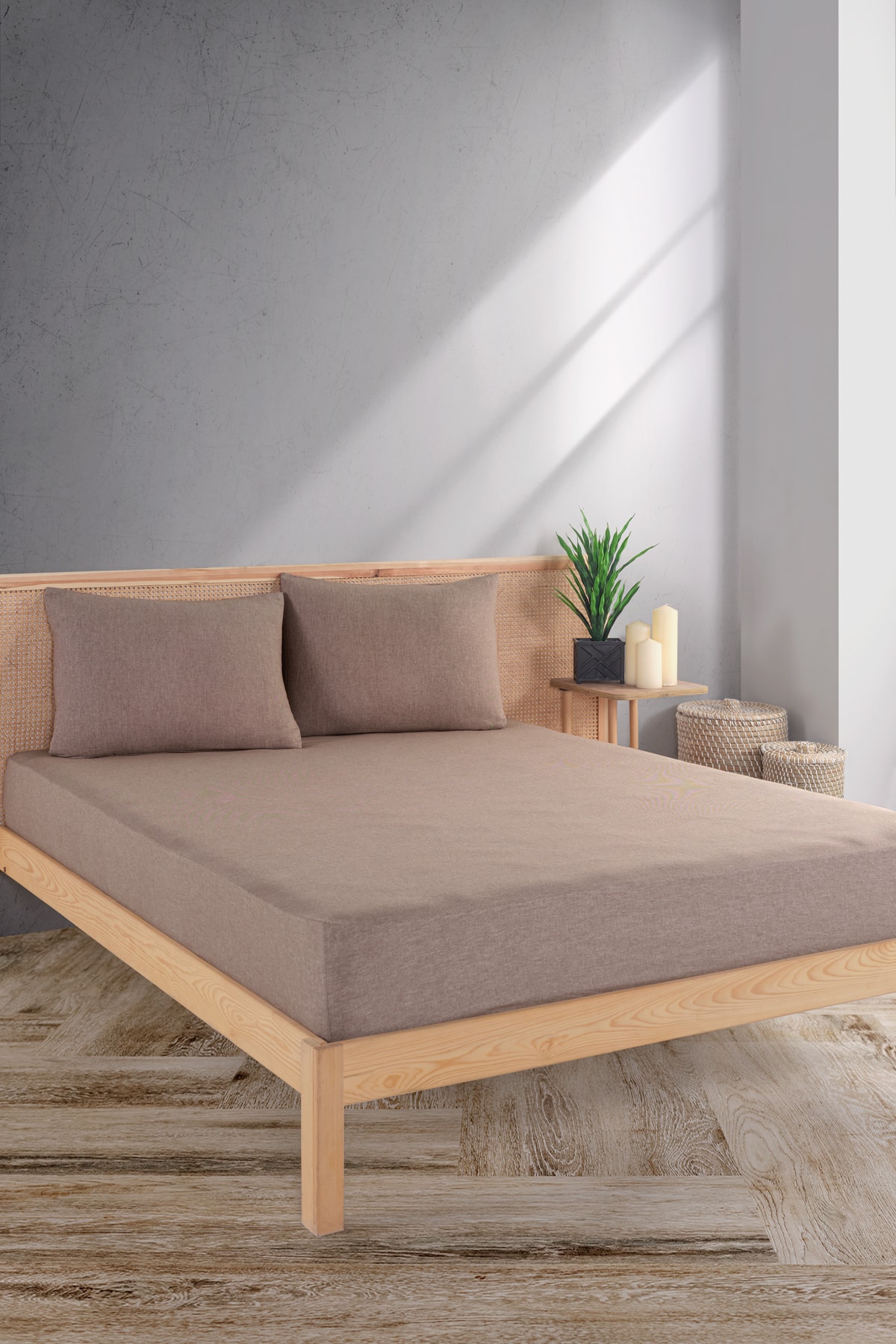 Mylasahome Fitted Çift Kişilik Premium Çarşaf Seti %100pamuk - kahverengi