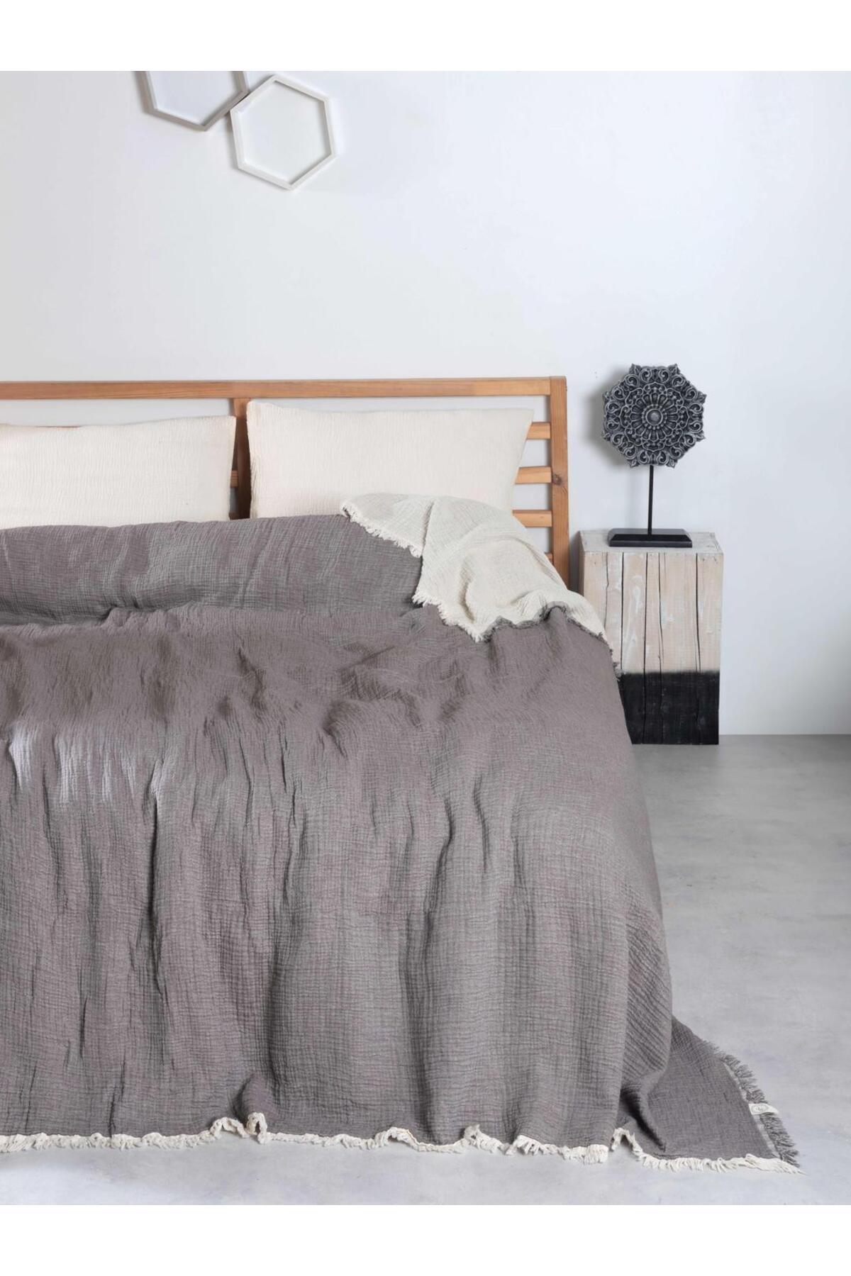 Double Face 4 Katlı Müslin Yatak Örtüsü Çift Kişilik 220x240cm