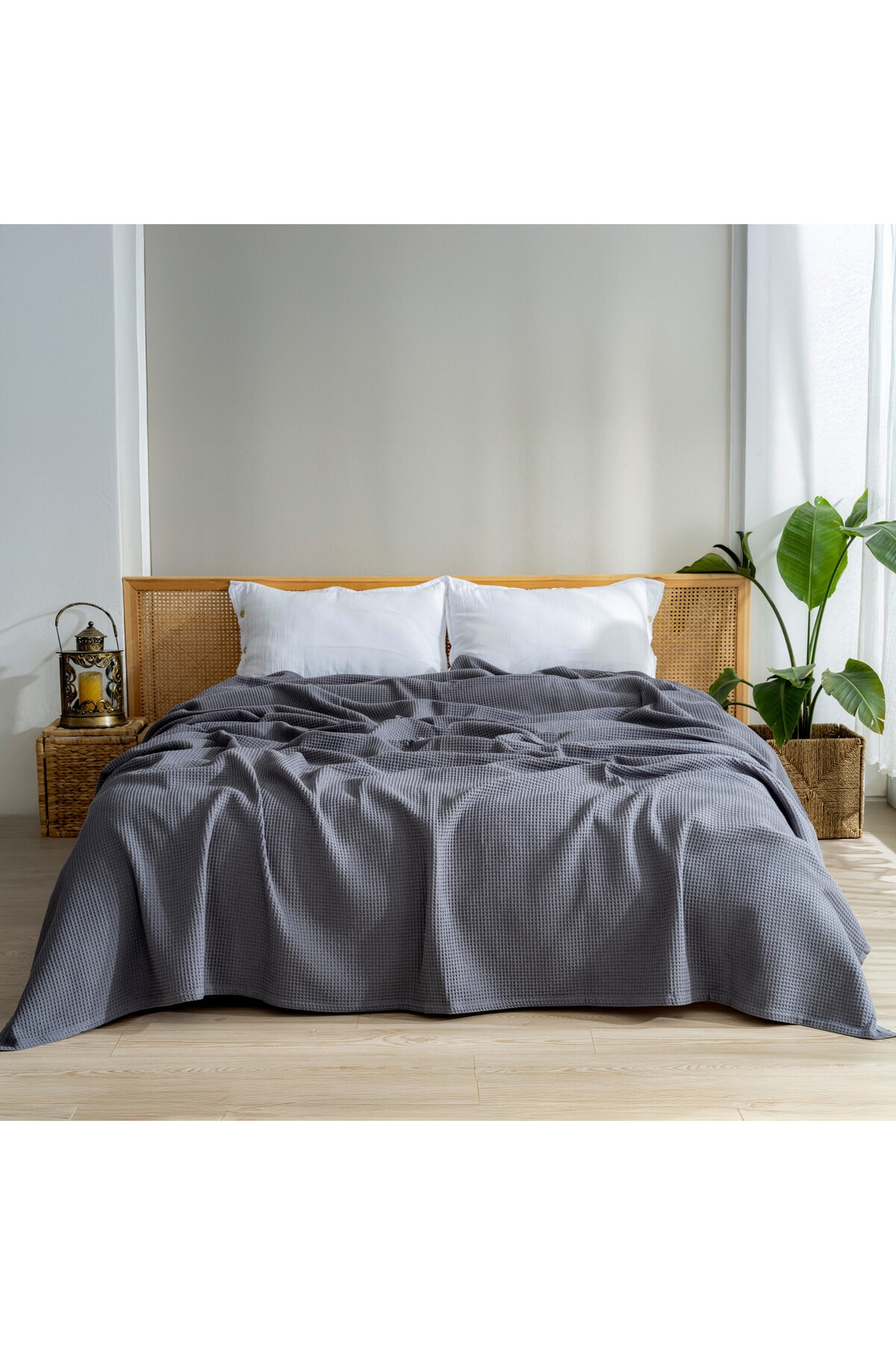 Pike Yatak Örtüsü Tek Kişilik Waffle - %100 Pamuk Hafif 4 Mevsim Havadar Yüksek Kaliteli Pikeler