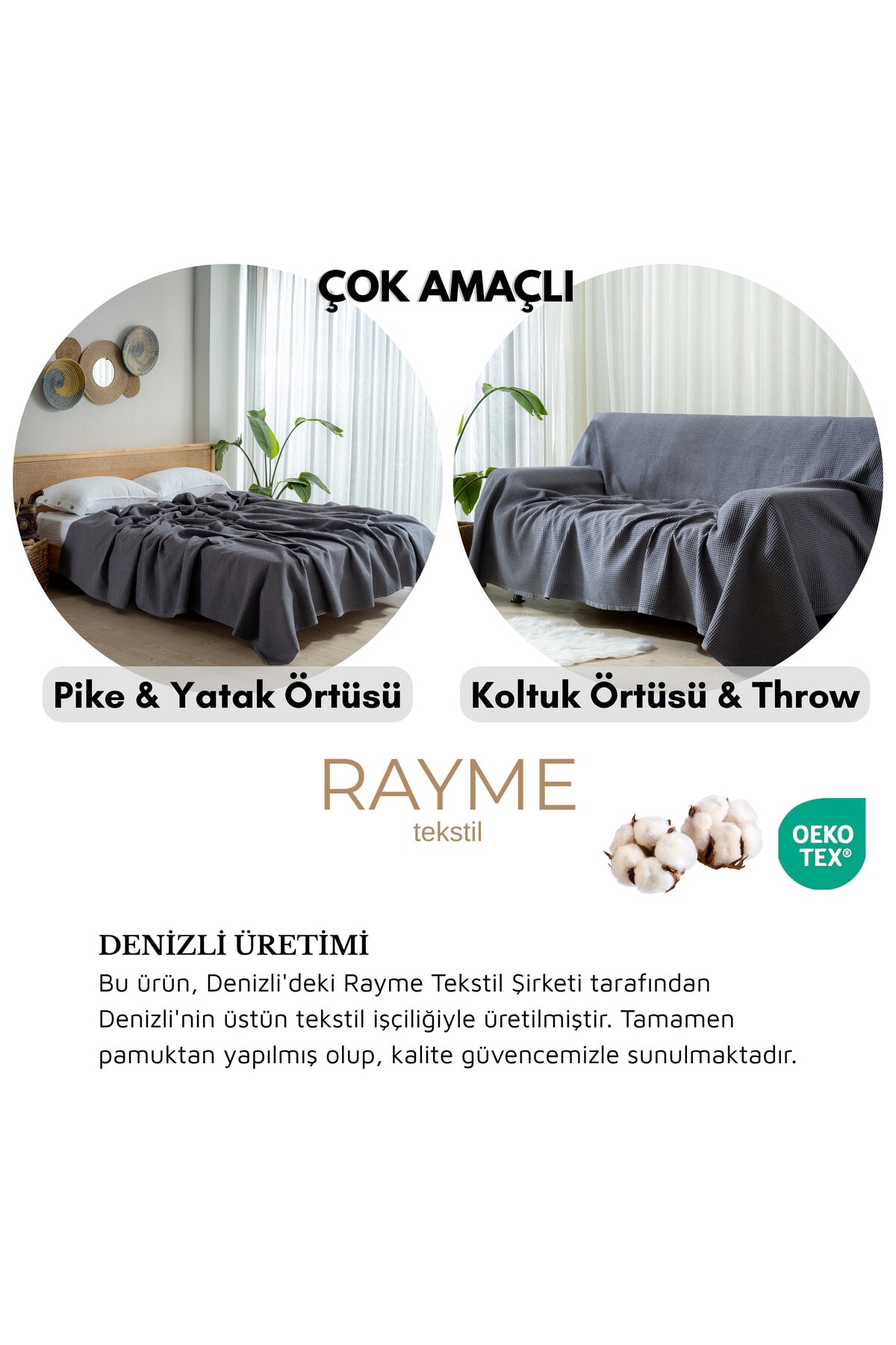 Pike Yatak Örtüsü Tek Kişilik Waffle - %100 Pamuk Hafif 4 Mevsim Havadar Yüksek Kaliteli Pikeler