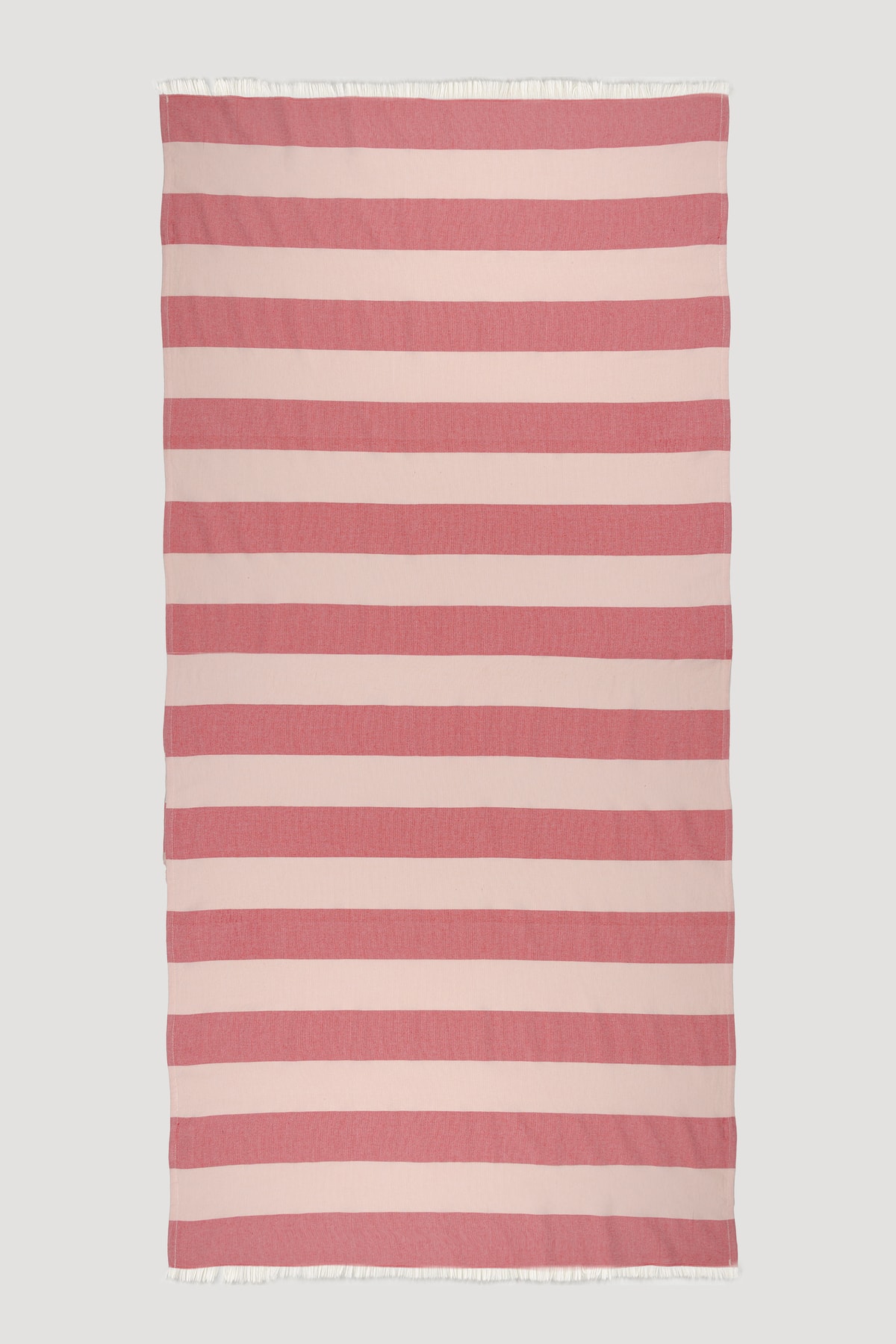 Riva Kalın Çizgili Akdeniz Esintili Lüks Pamuklu Peştemal 80X165 - pembe-kırmızı