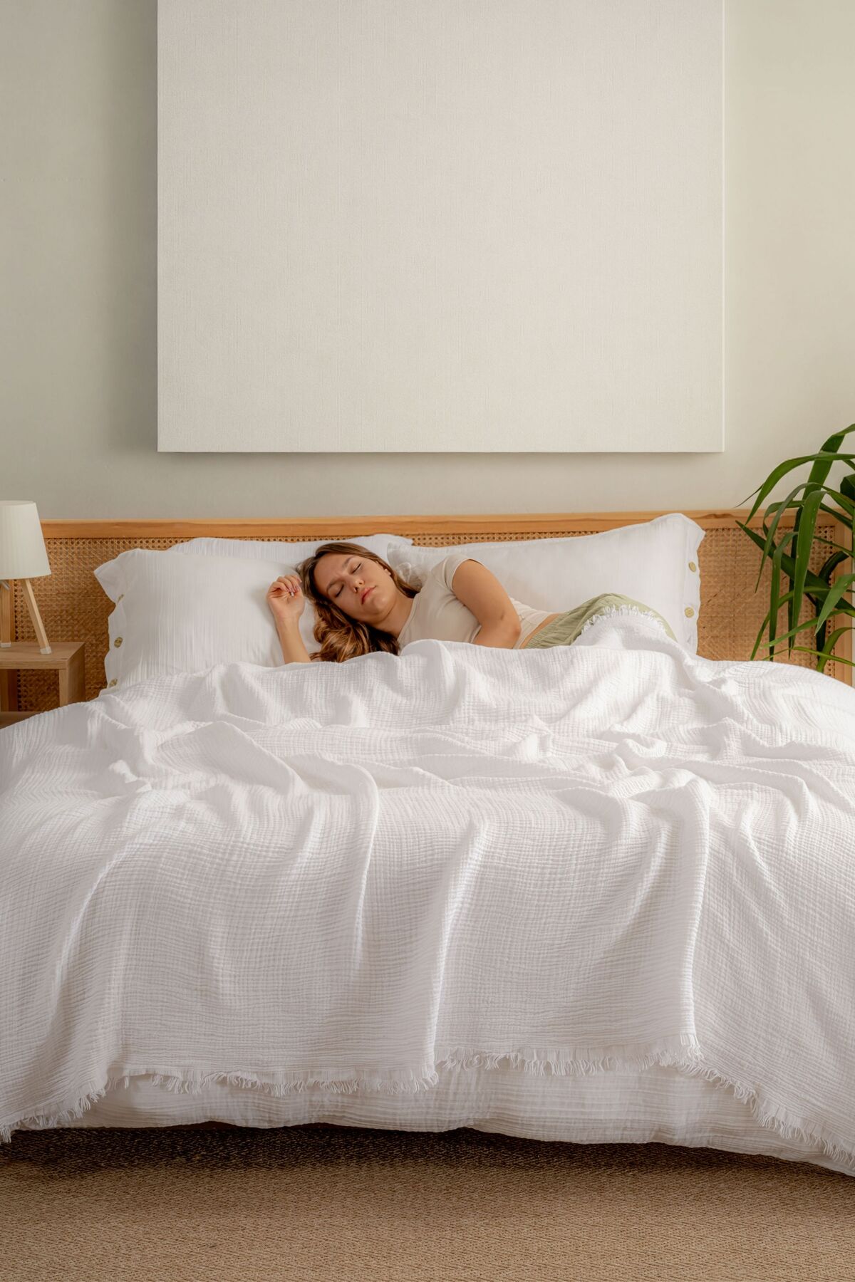 Müslin Yatak Örtüsü Ultra Yumuşak Yüksek Kaliteli 4 Kat Muslin Pike (Tek Kişilik (180x240 cm)