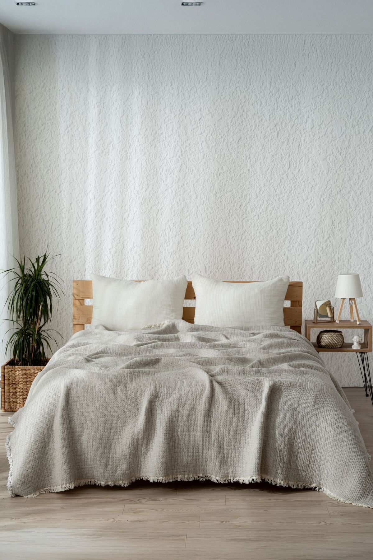 Premium Müslin Yorgan 240x260 cm 100% Pamuk, Türkiye Üretimi, Hafif ve Nefes Alabilen - açık gri