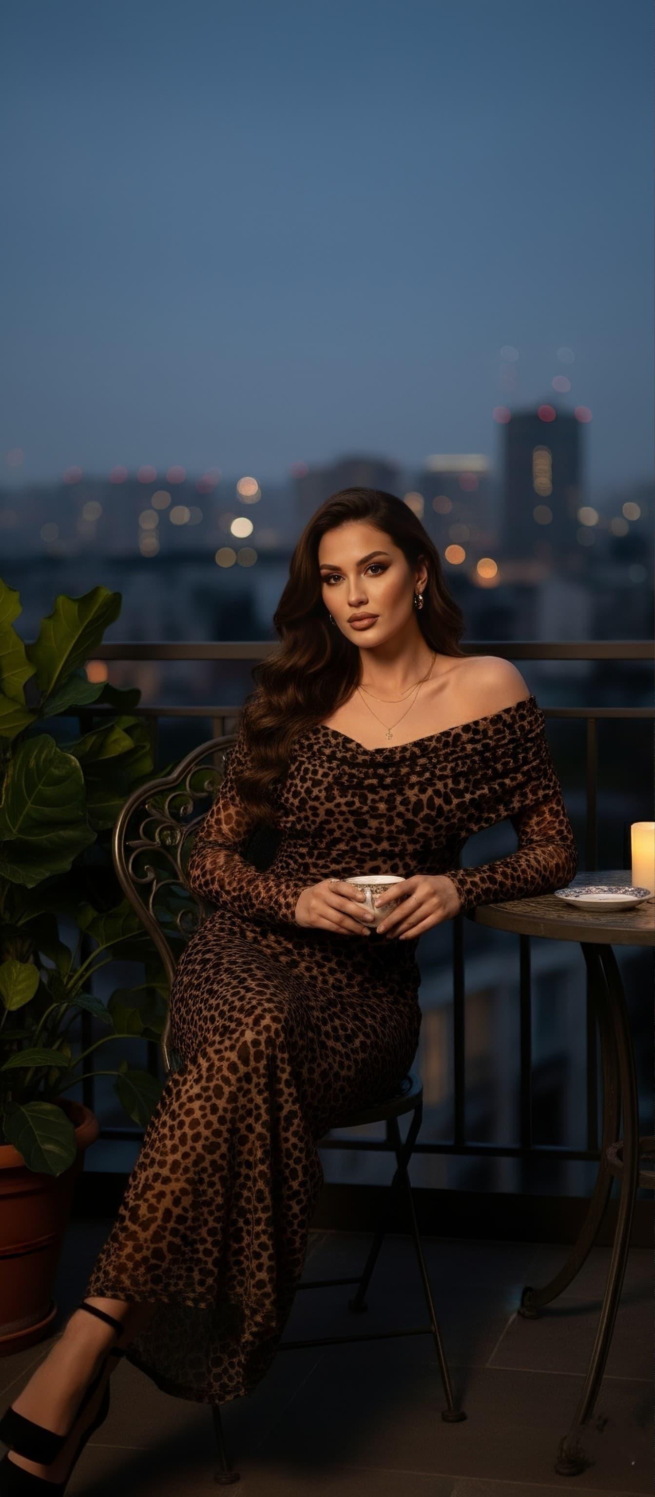 Likralı tül astar detaylı yırmaçlı madonna yaka elbise