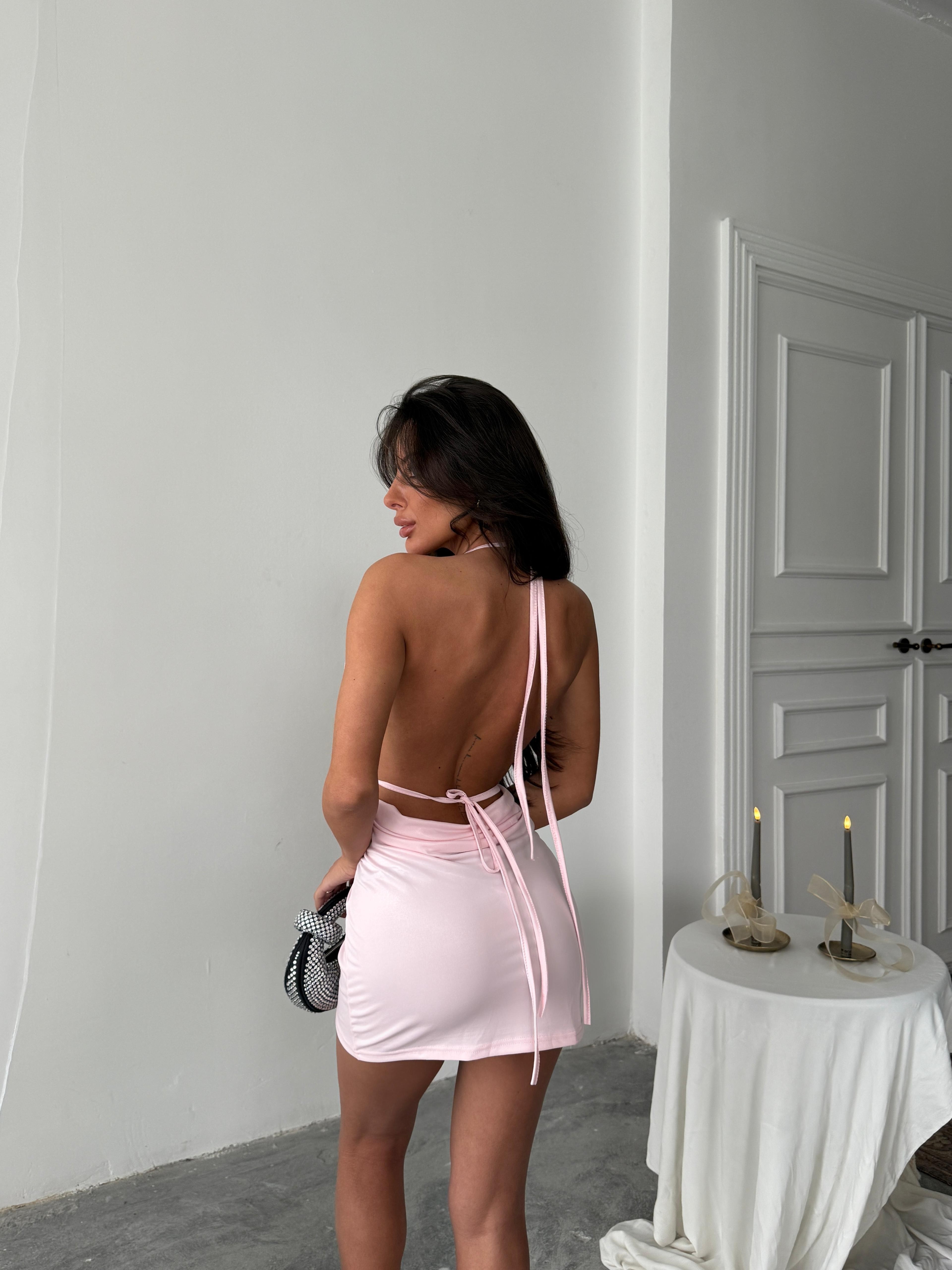 Buzi kumaş  mini elbise