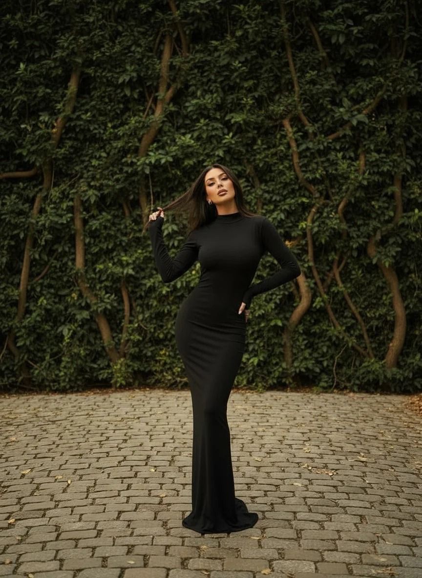 Dijital baskı mikro kumaş maxi elbise