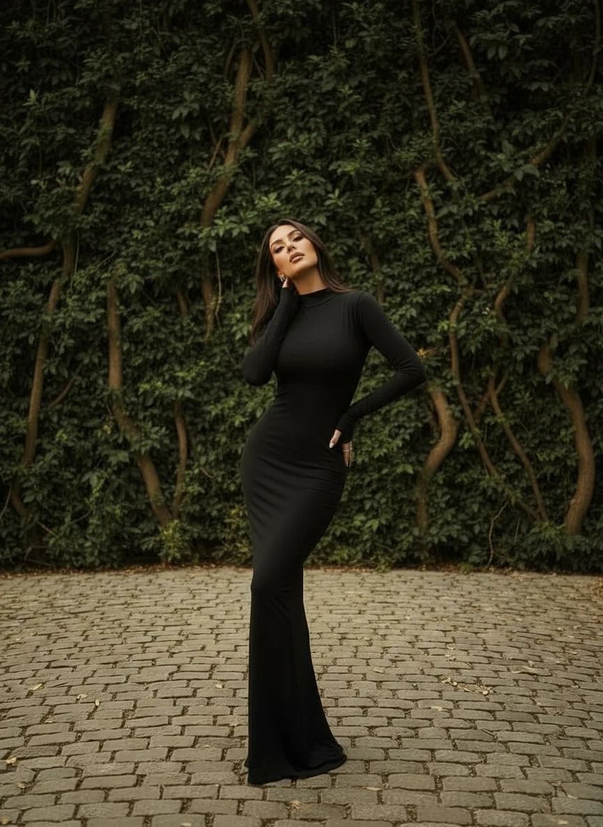 Dijital baskı mikro kumaş maxi elbise