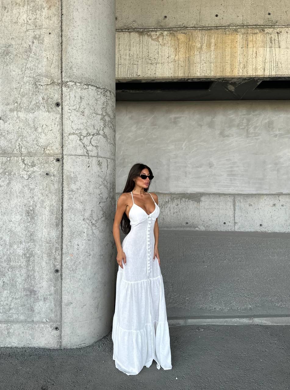 Maxi Boy Keten Elbise