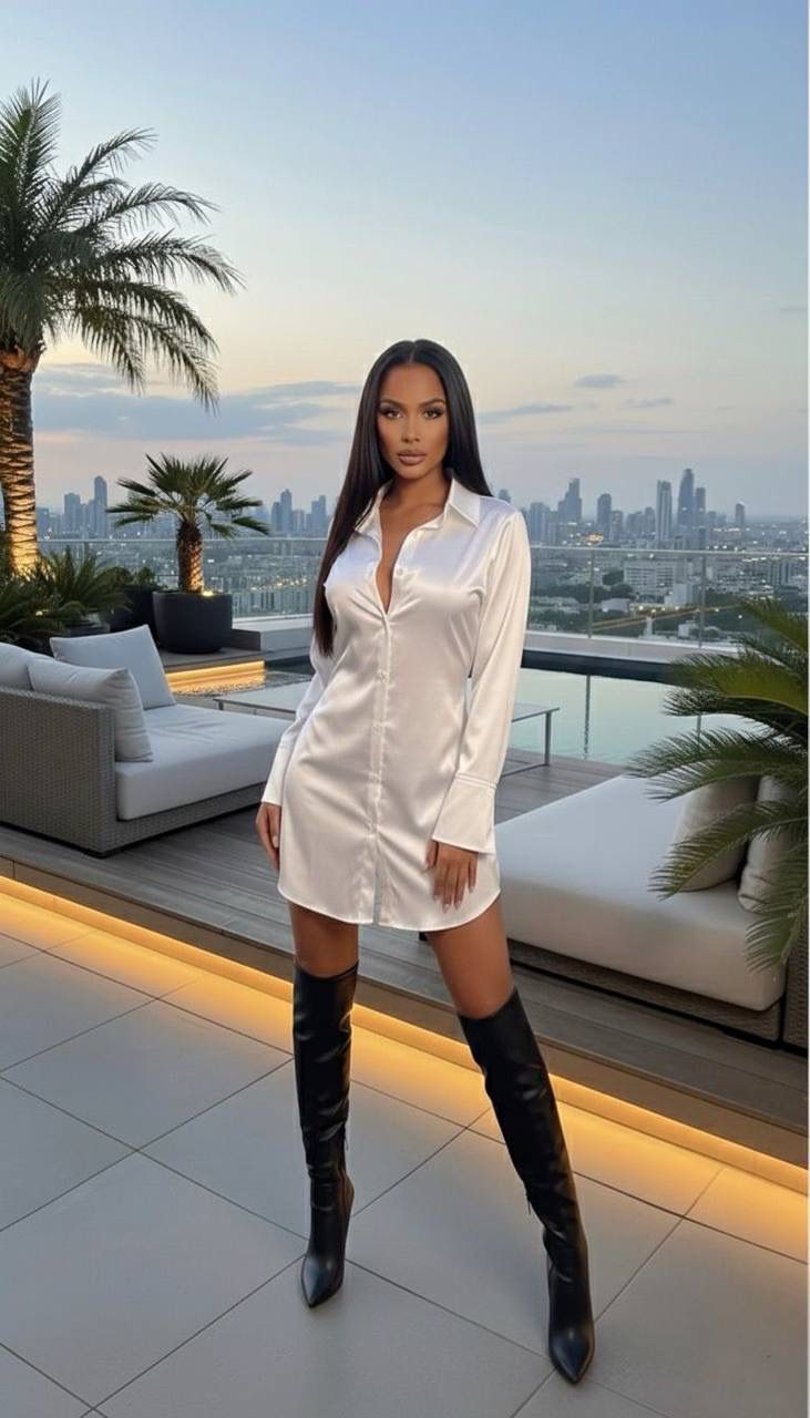 Arkası korseli gömlek elbise