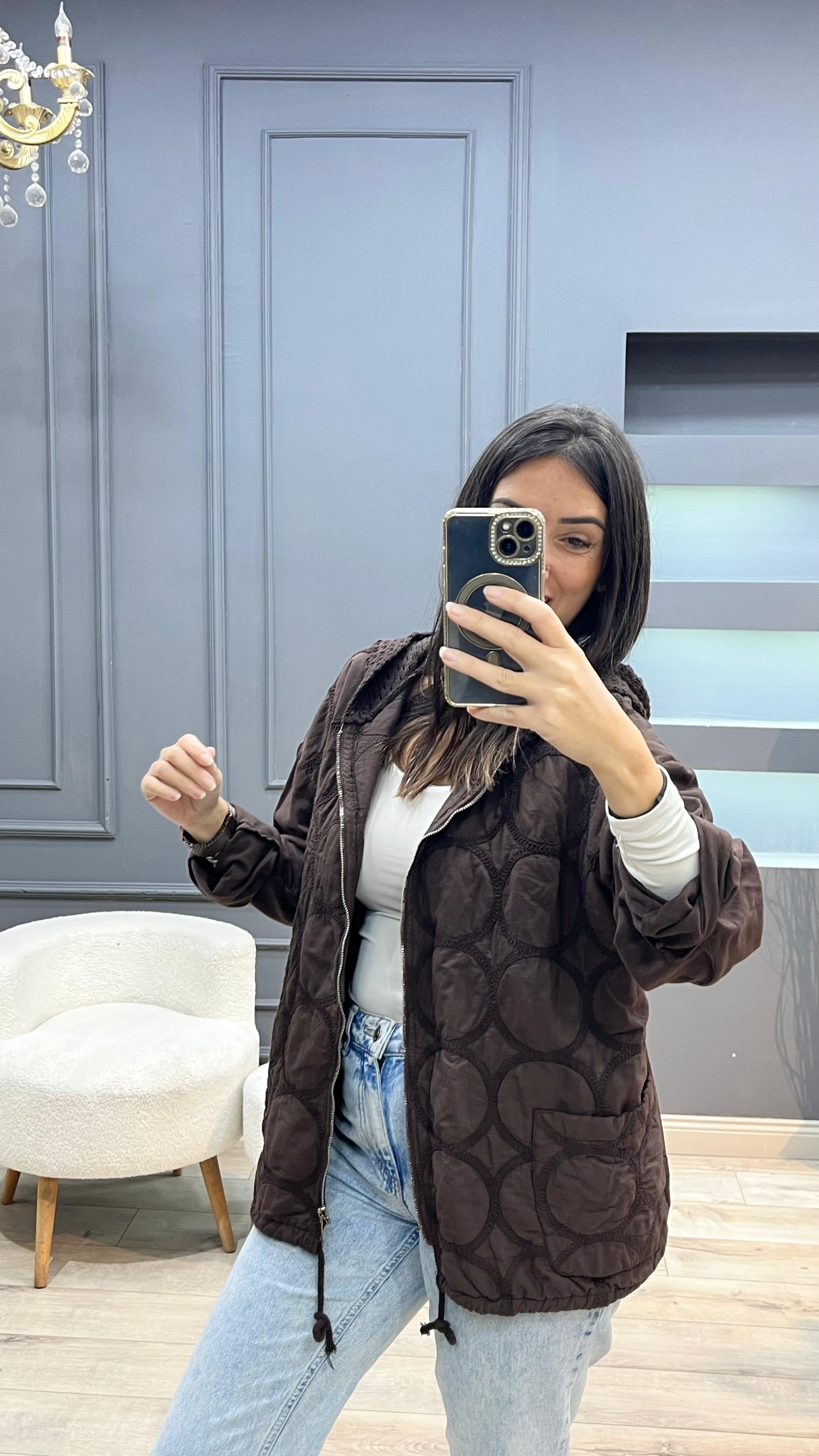 Kapitone Ceket - Kahverengi