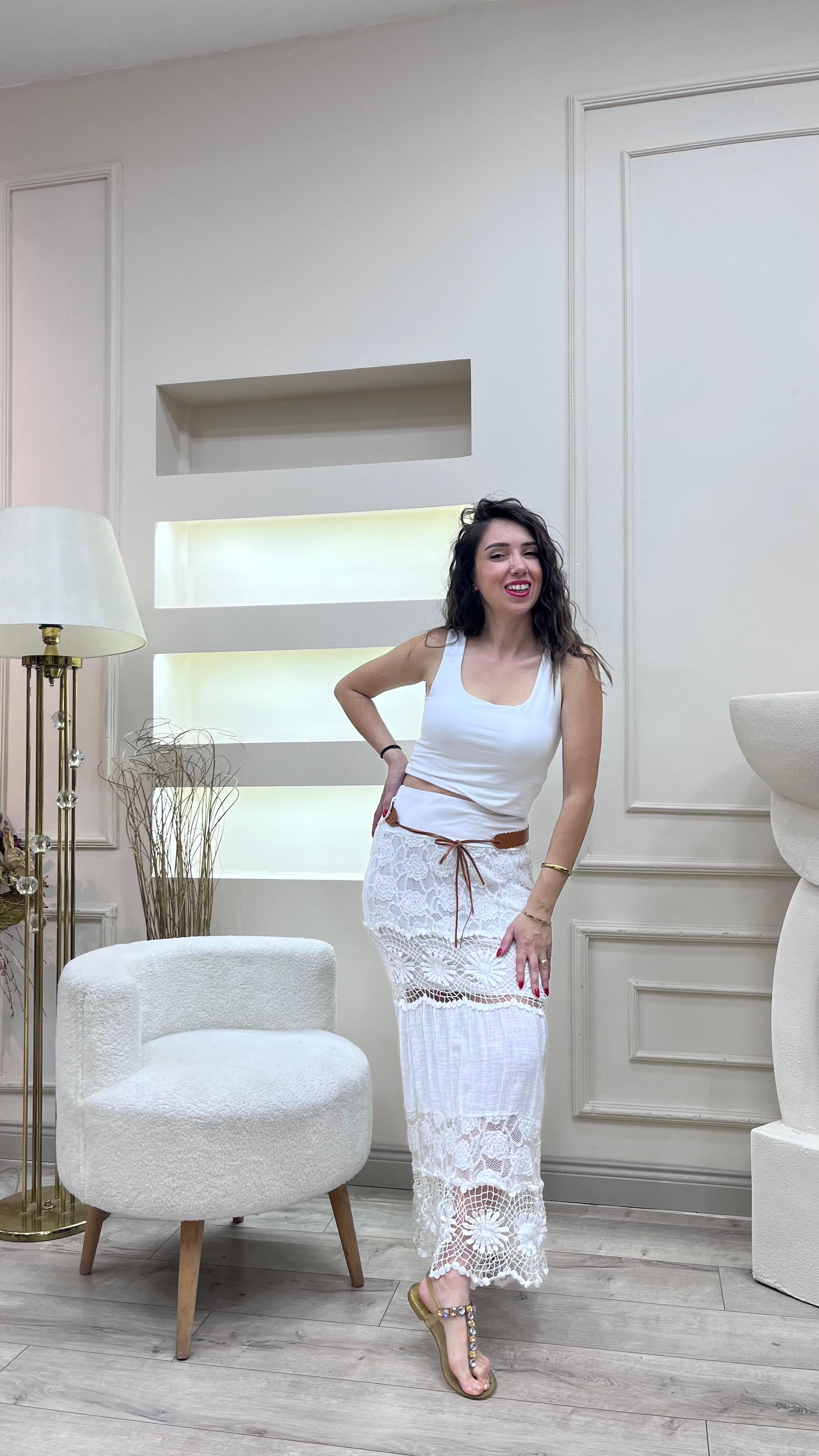 Kemerli Dantel Etek