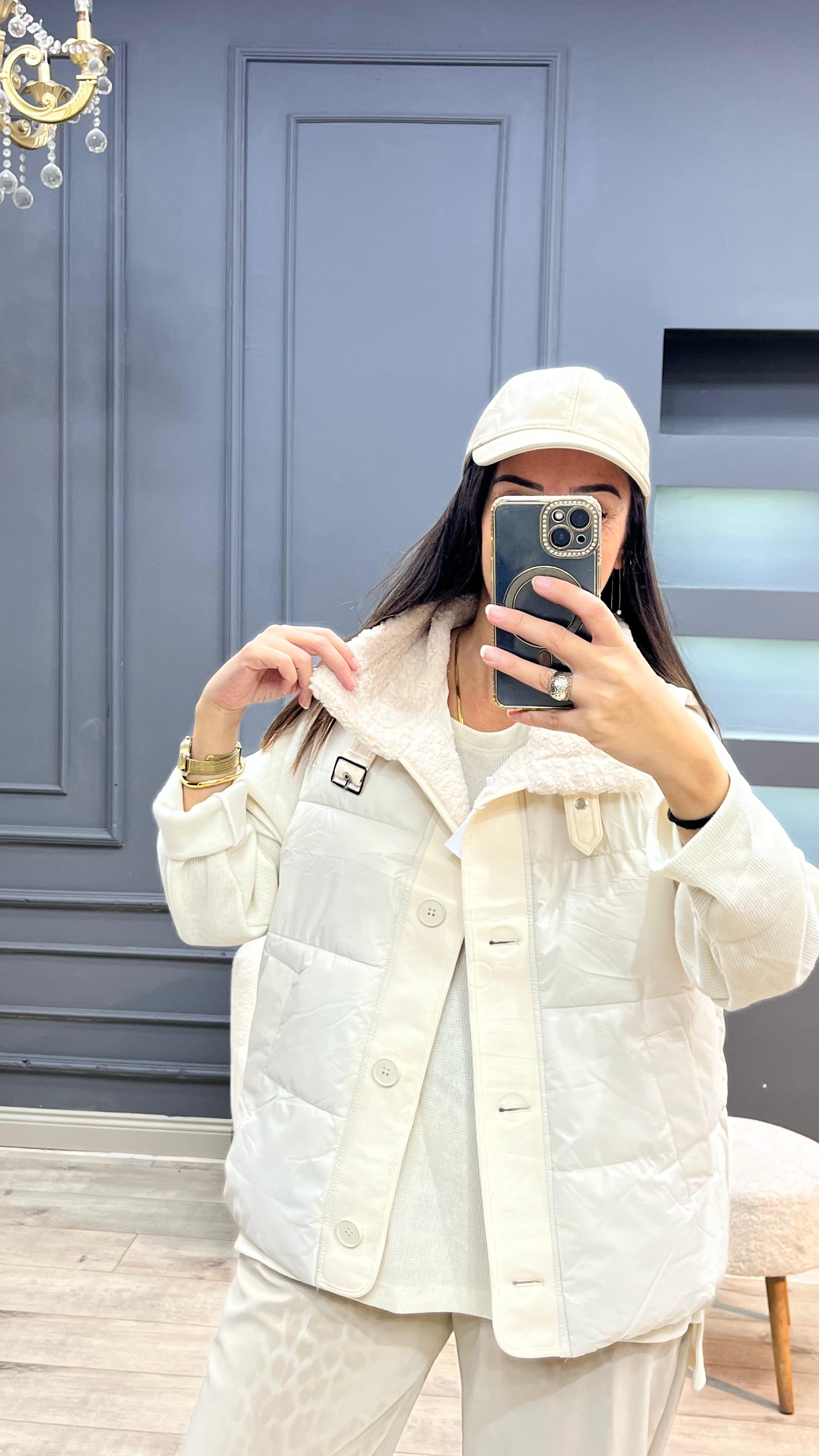 Kaz Tüyü Yelek - Taş