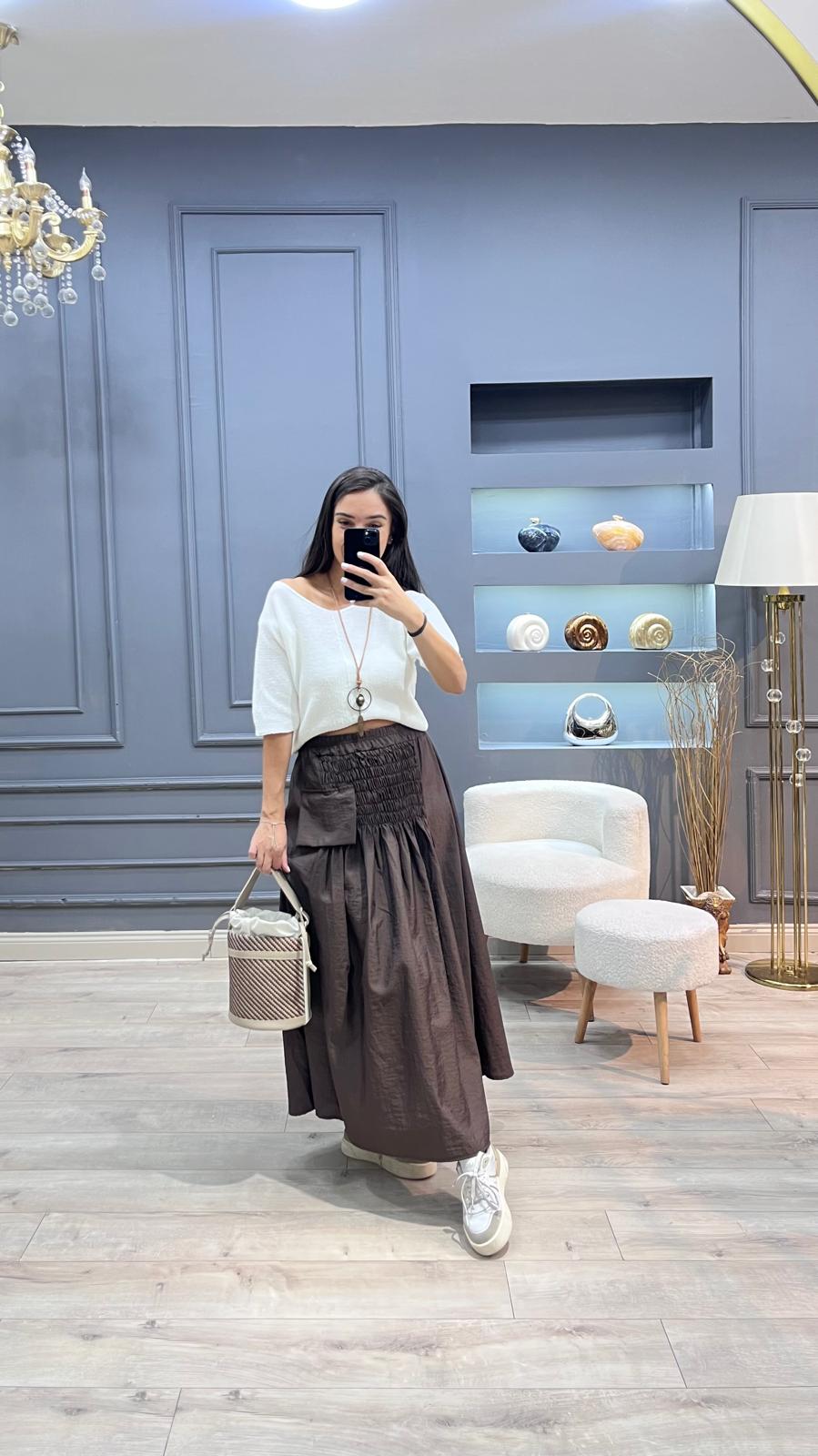 Paraşüt Etek - Kahverengi