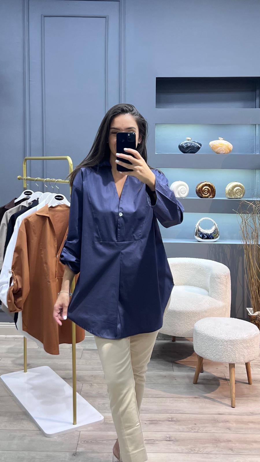 Likralı Gömlek - Lacivert