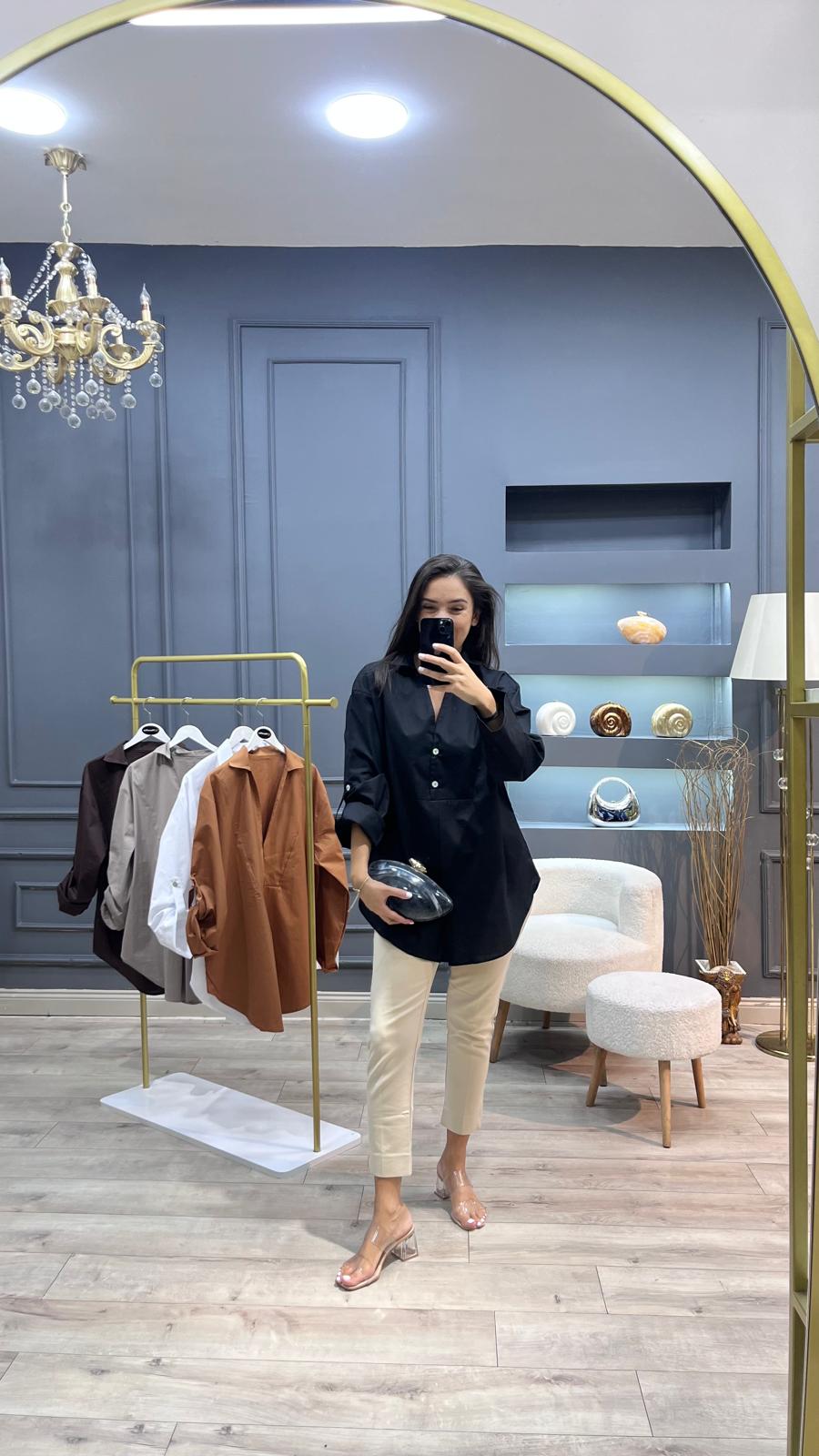 Likralı Gömlek - Siyah