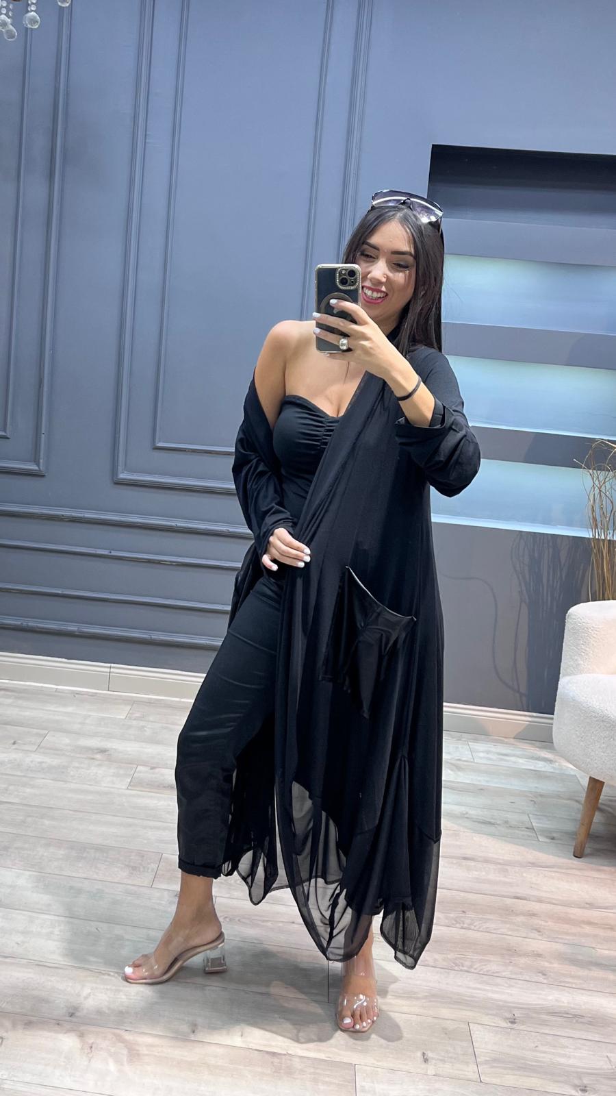 Tasarım Tül Deri Hırka