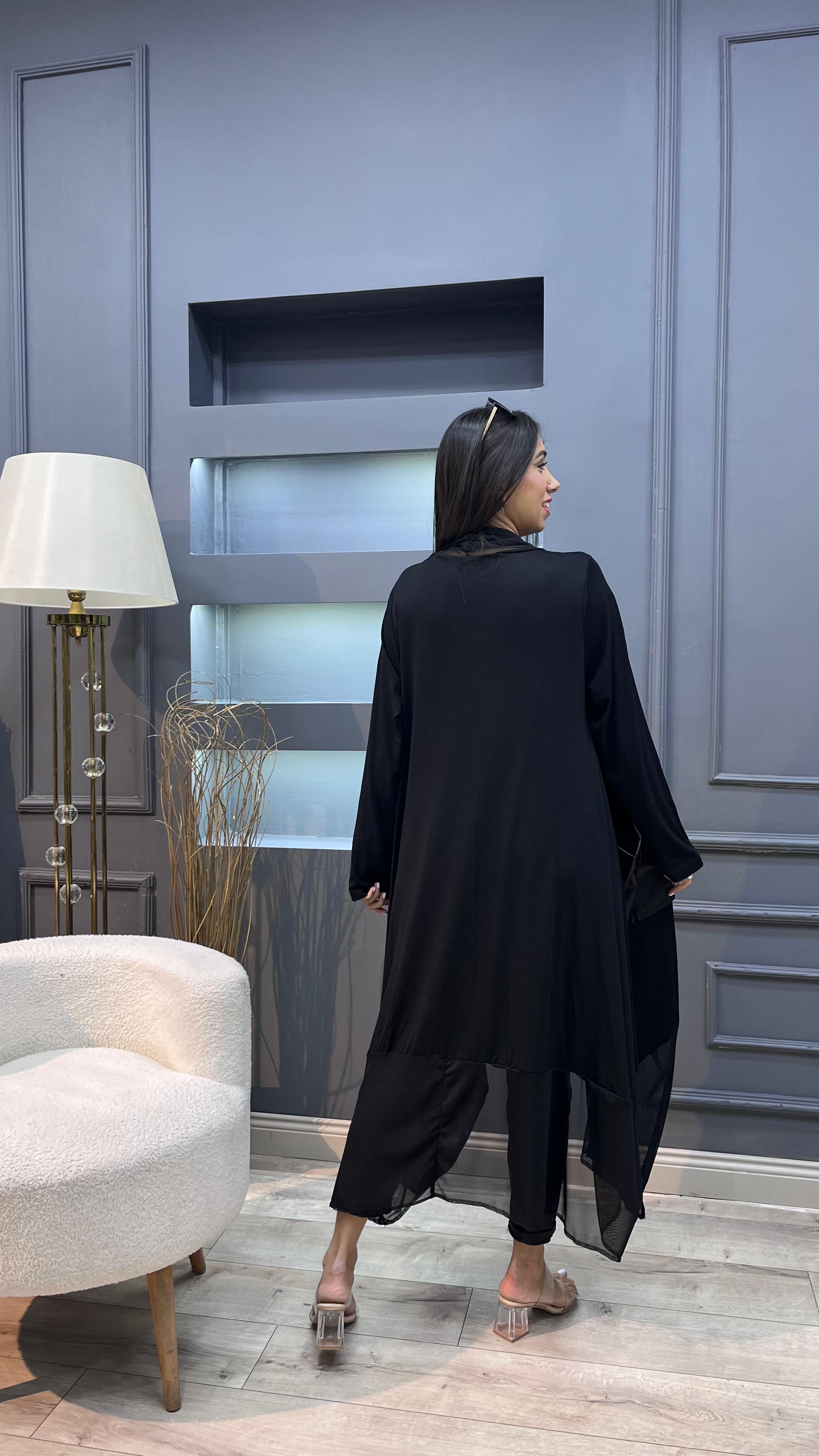 Tasarım Tül Deri Hırka