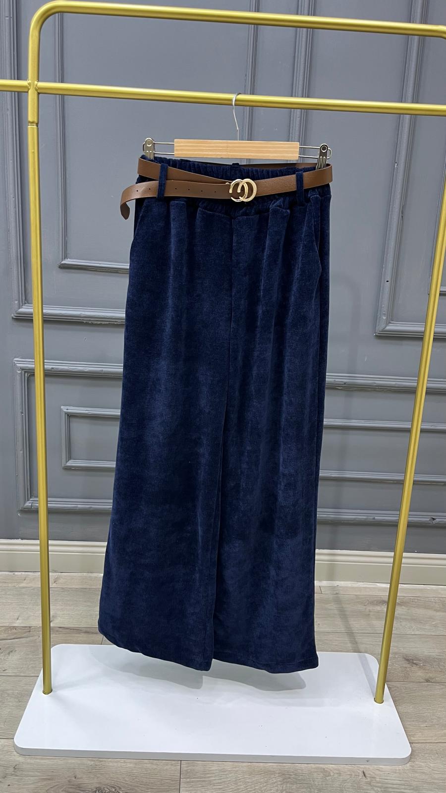 Kadife Palazzo - Lacivert