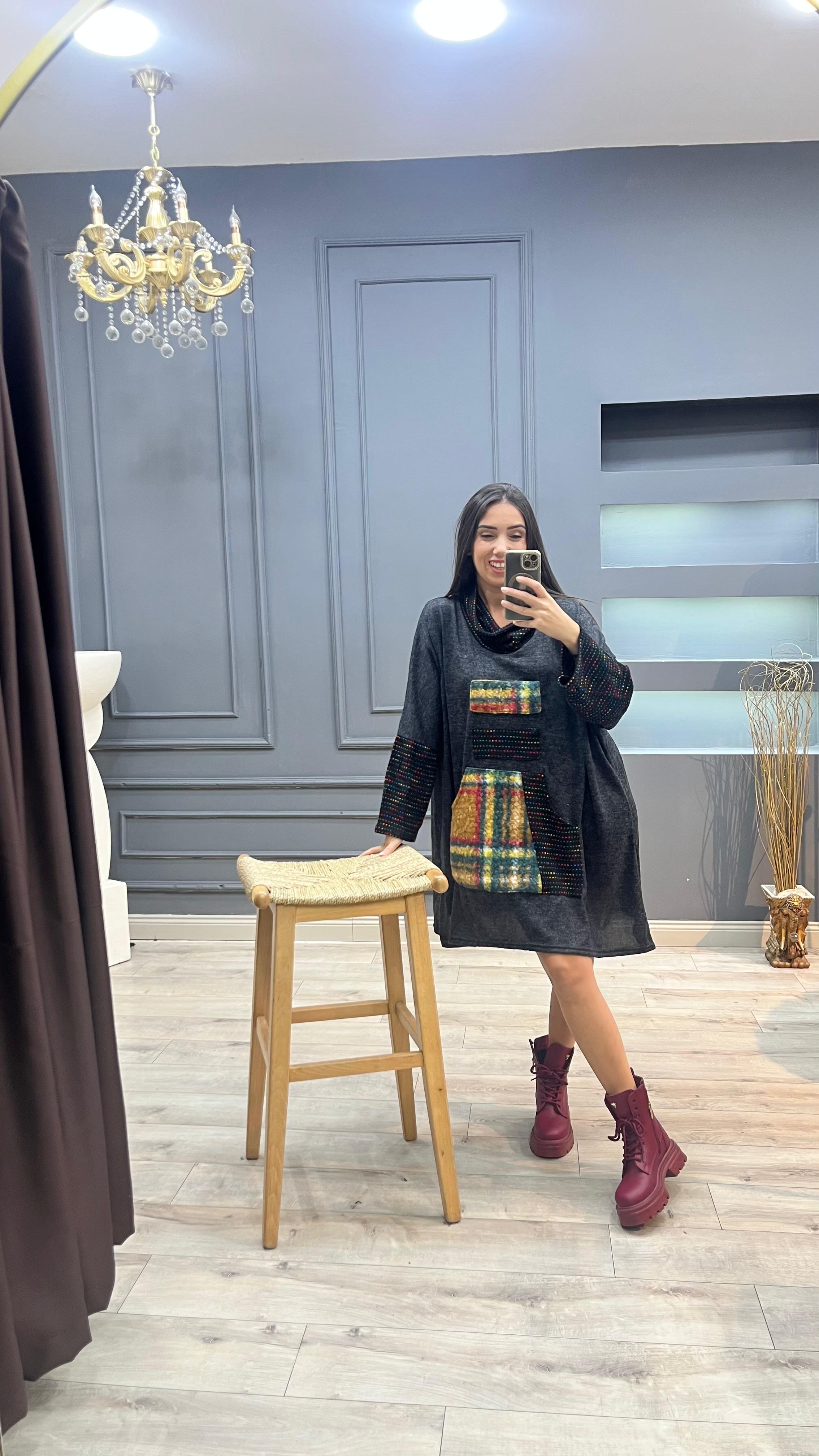 Etnik Elbise Tunik - Siyah