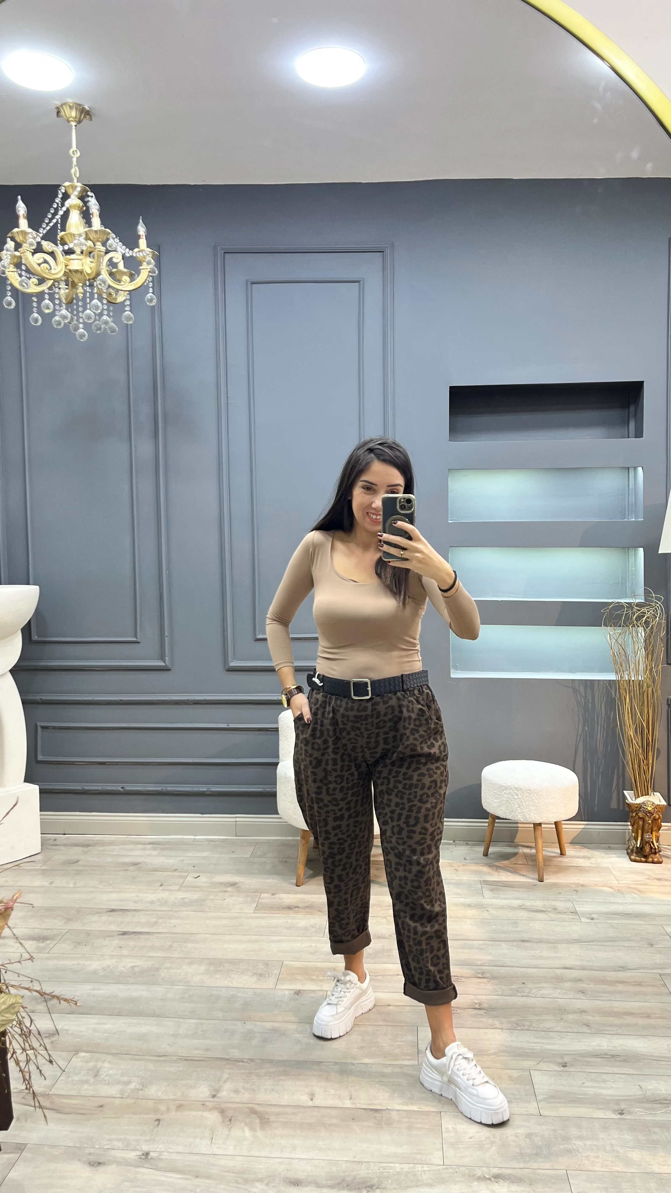 leopar desenli pantolon