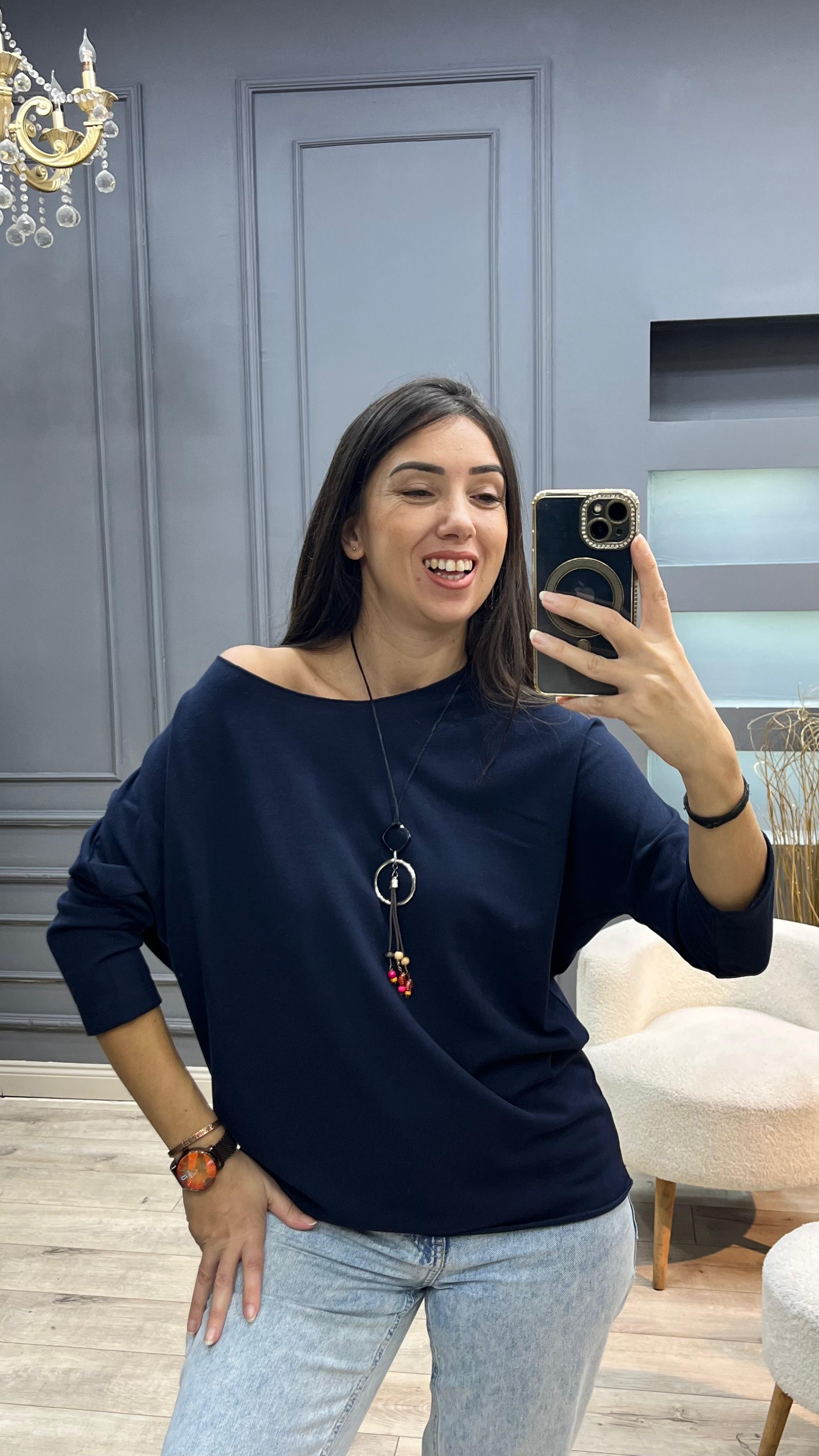 Kolyeli Bluz - Lacivert