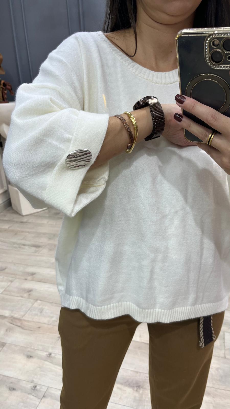 Kol düğmeli italyan angora bluz