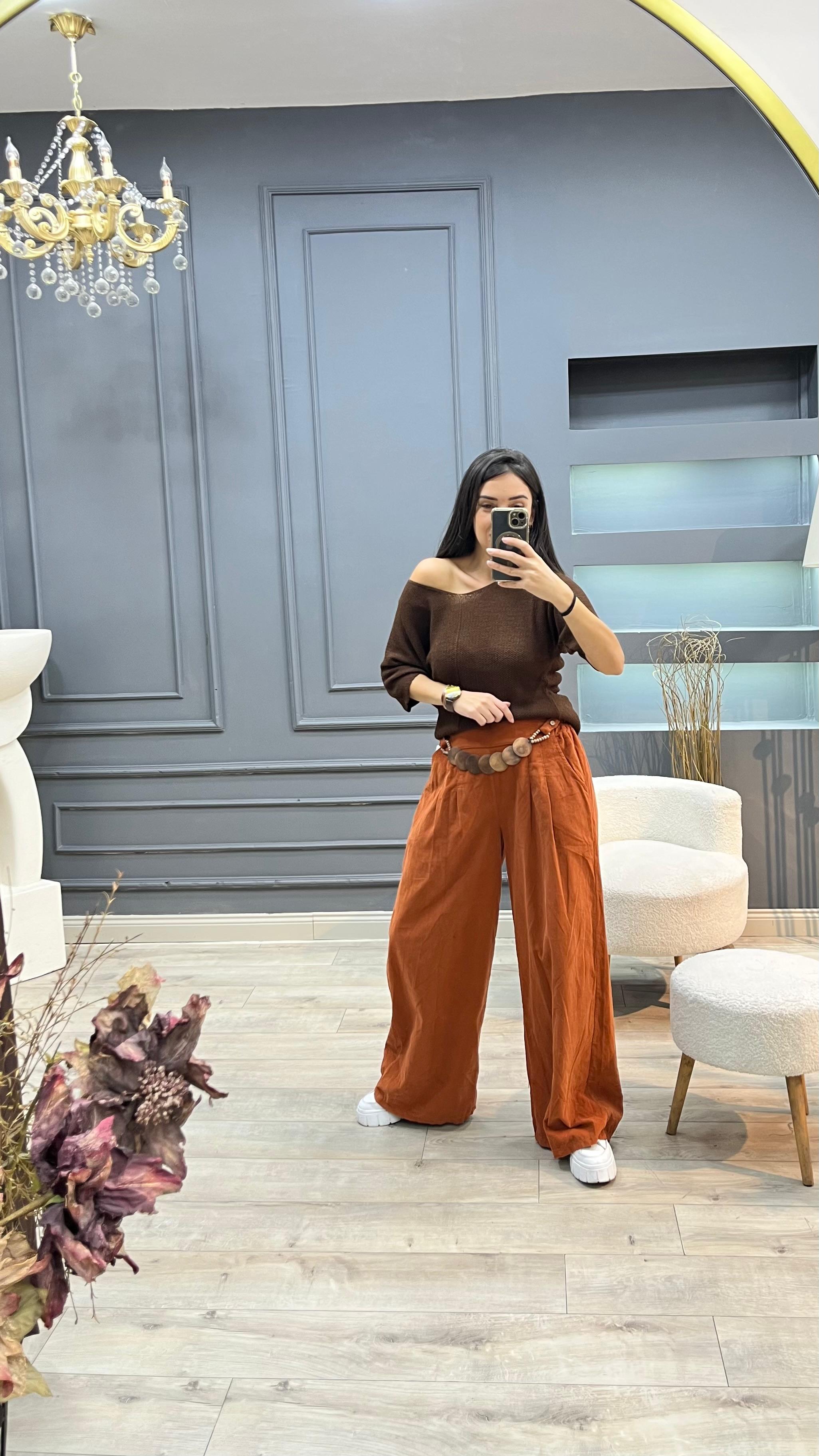 Kemer Detaylı Şöni Kadife Pantolon