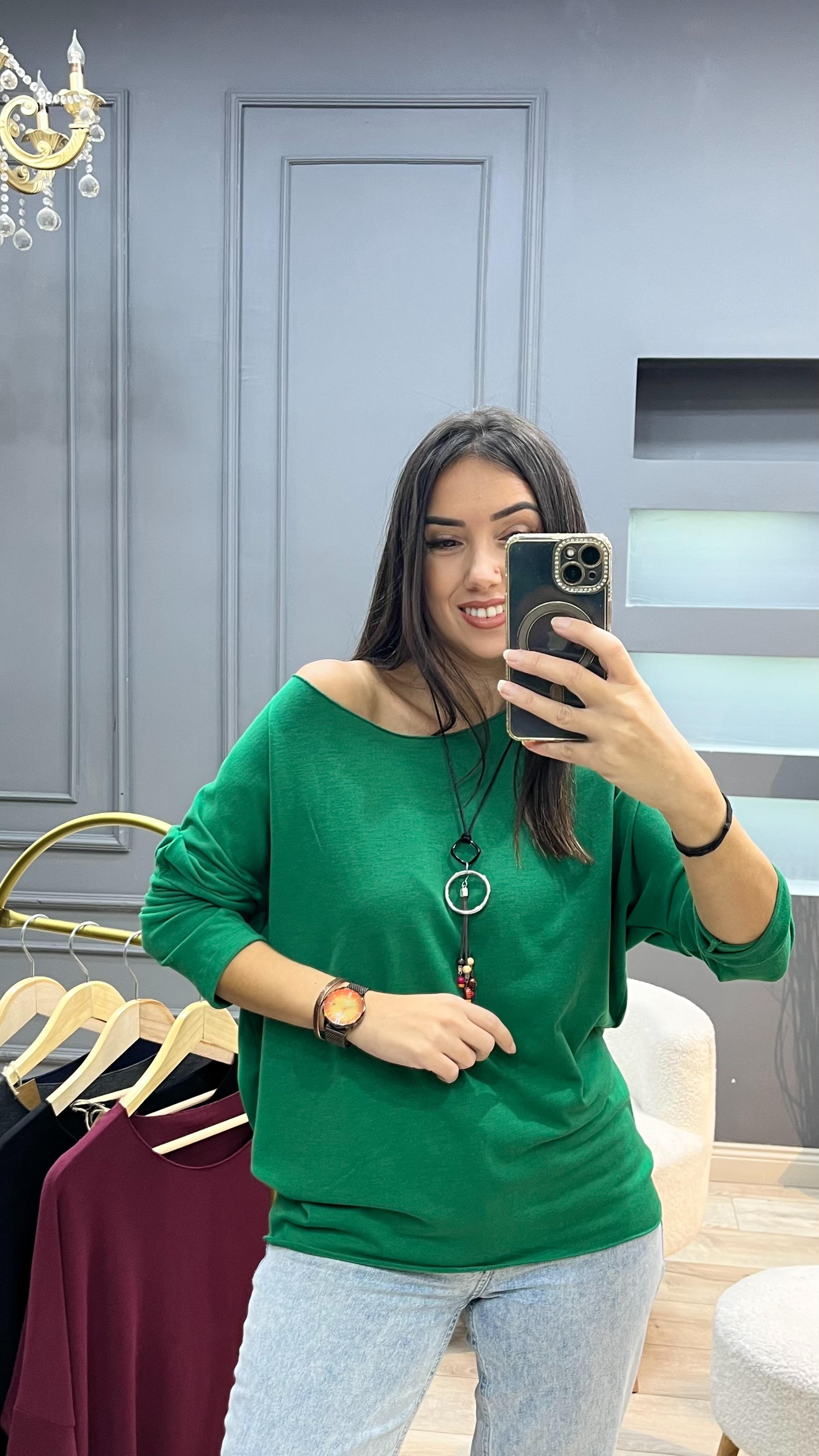 Kolyeli Bluz - Yeşil