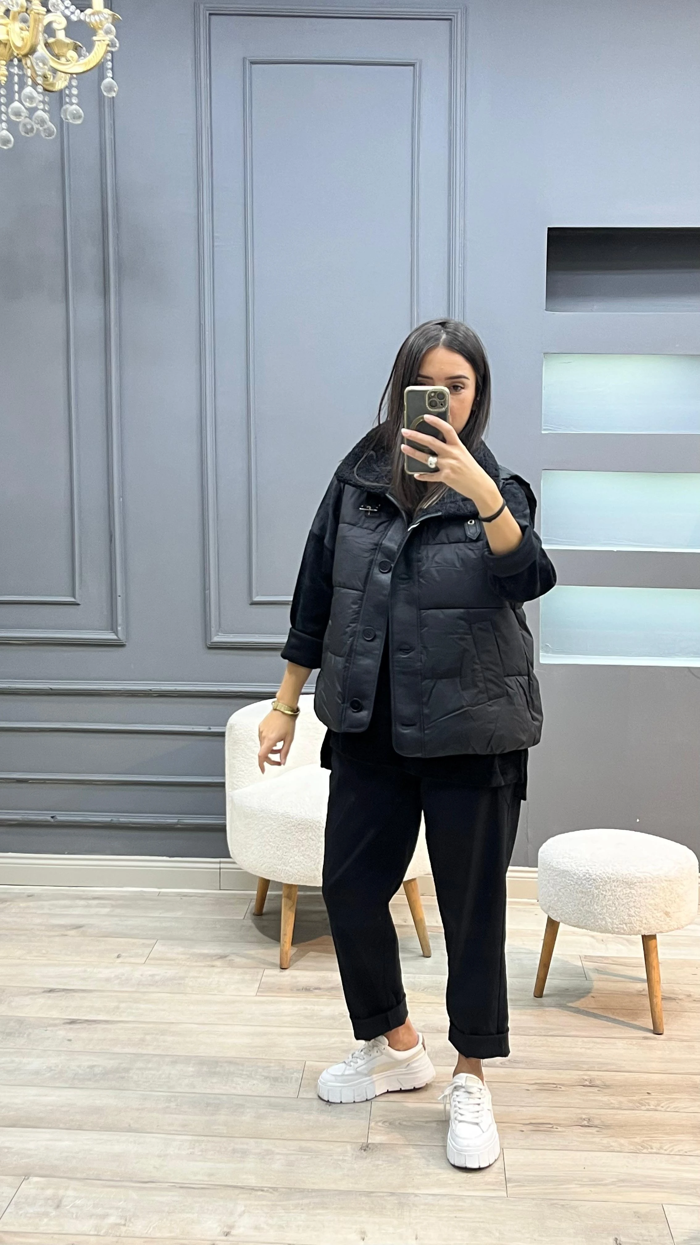 Kaz Tüyü Yelek - Siyah