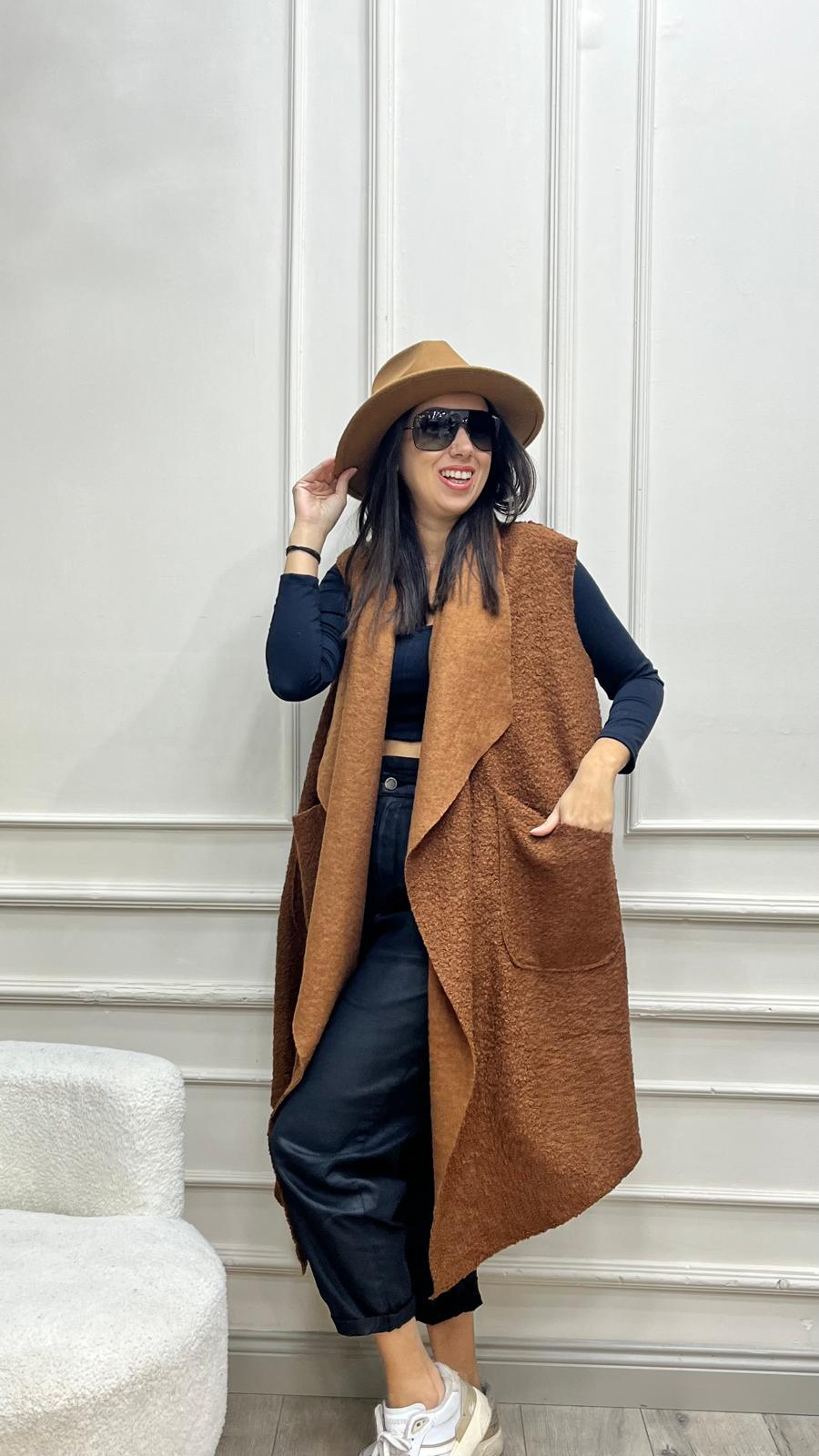 Keçe Yelek - Kahverengi